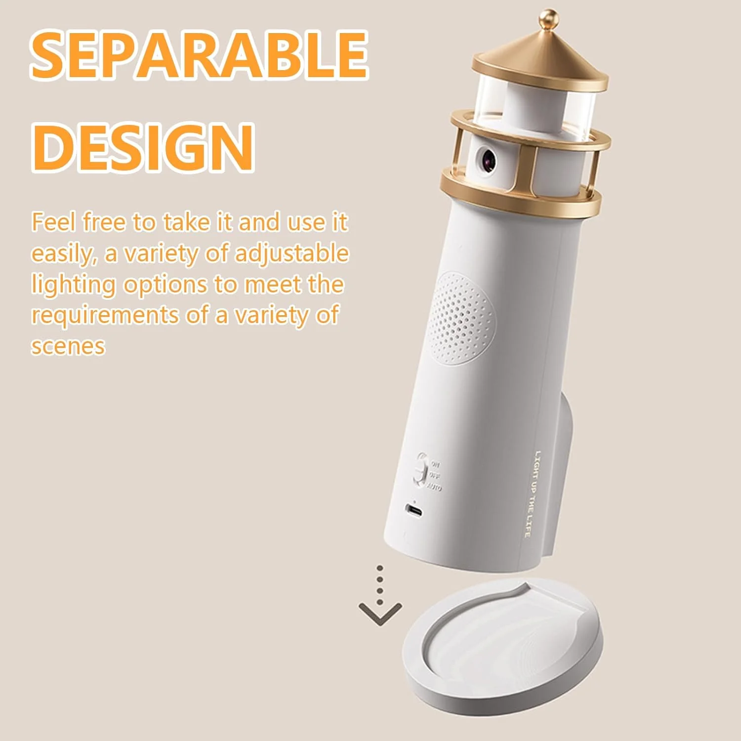 Beacon: Lighthouse Moonlight Projection Lamp with Bluetooth Speaker & Remote, Dimmable LED Night Light, Cute Moon Glow Table Lamp for Bedroom, Kids Room & Unique Gifting - Image 5