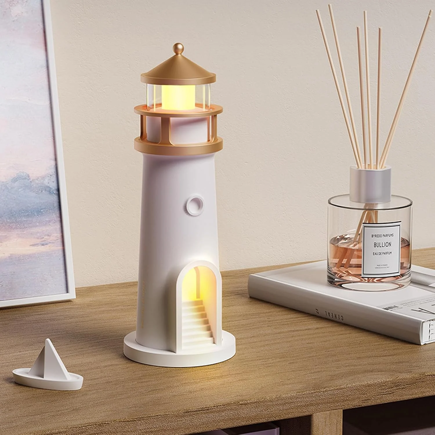 Beacon: Lighthouse Moonlight Projection Lamp with Bluetooth Speaker & Remote, Dimmable LED Night Light, Cute Moon Glow Table Lamp for Bedroom, Kids Room & Unique Gifting - Image 9