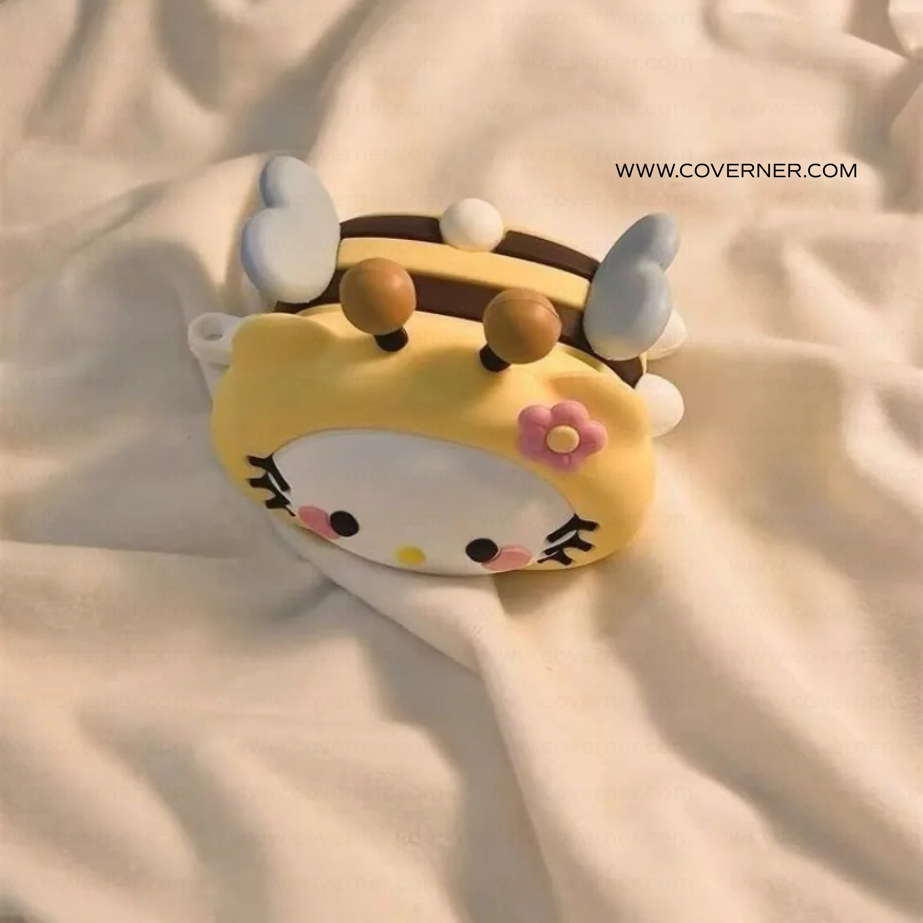 BeeBoo Kitty Bee Silicone AirPods Case with Hook – Cute Cartoon AirPods Cover by Coverner India - Image 3