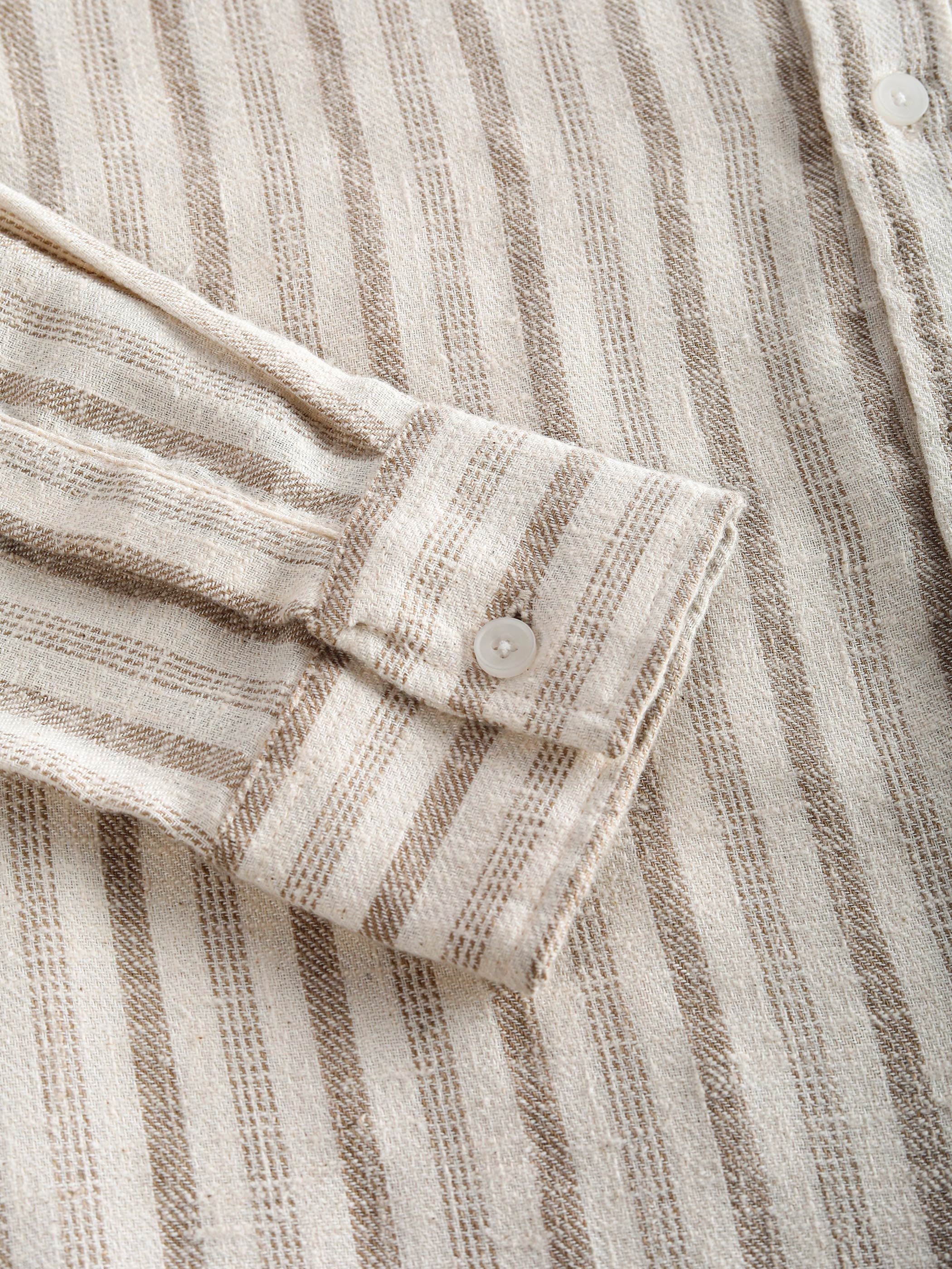 Beige Busy Stripe Cotton Shirt - Image 7