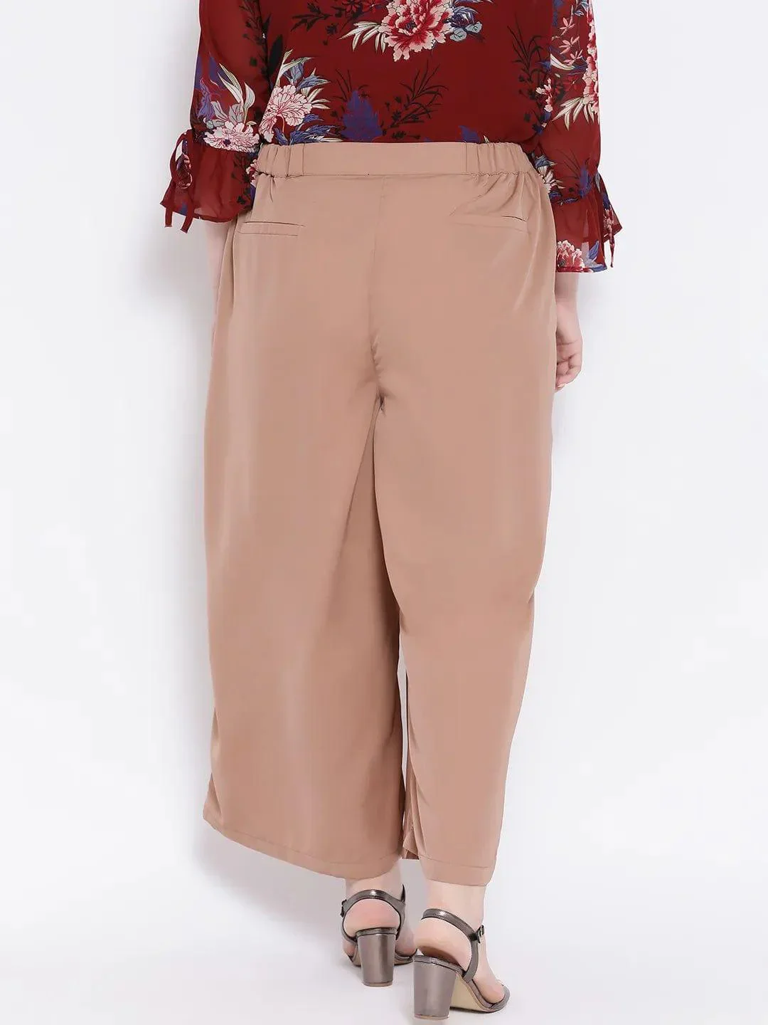 Beige Metal Plus Size Women Pant - Image 4