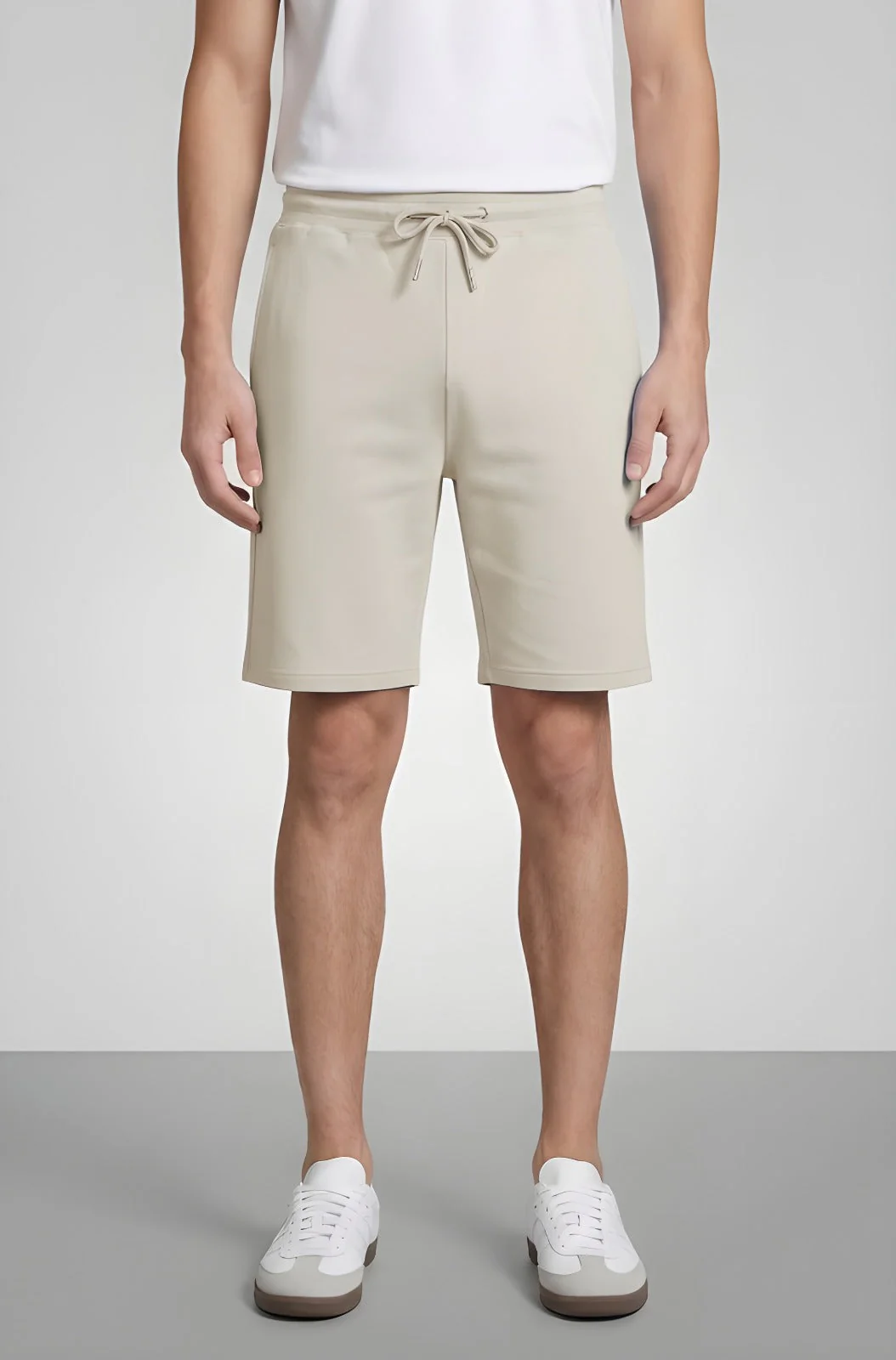 Beige: Solid Shorts - Image 4