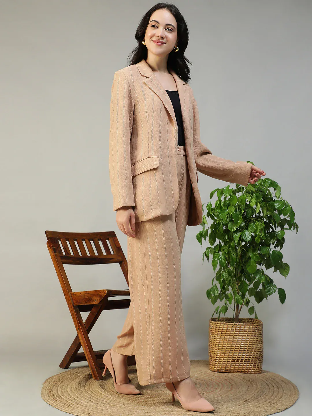 Beige Stripe Women’s Co-ord Set | Blazer & Pants - Image 5