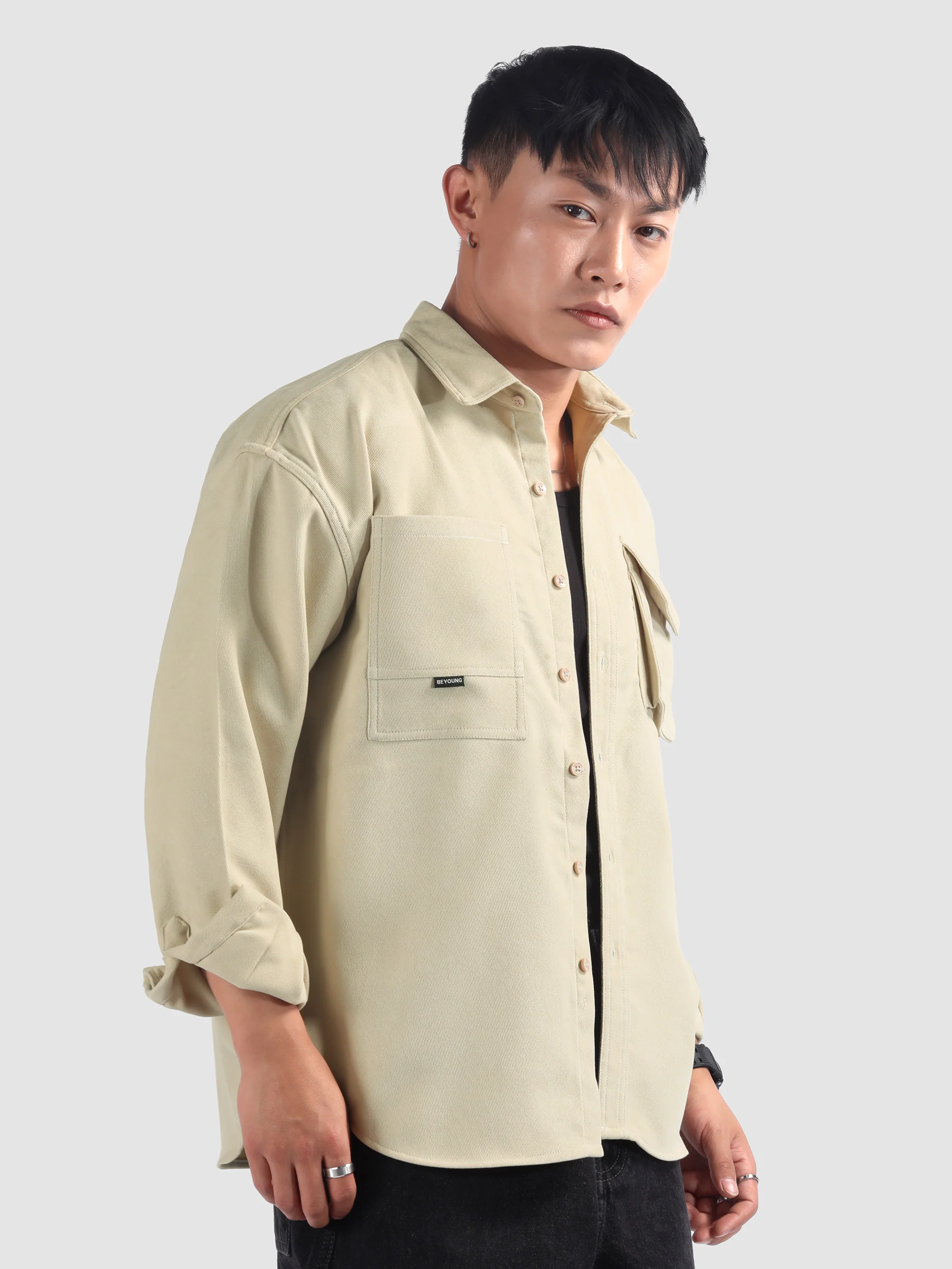 Beige Utility Shirt - Image 2