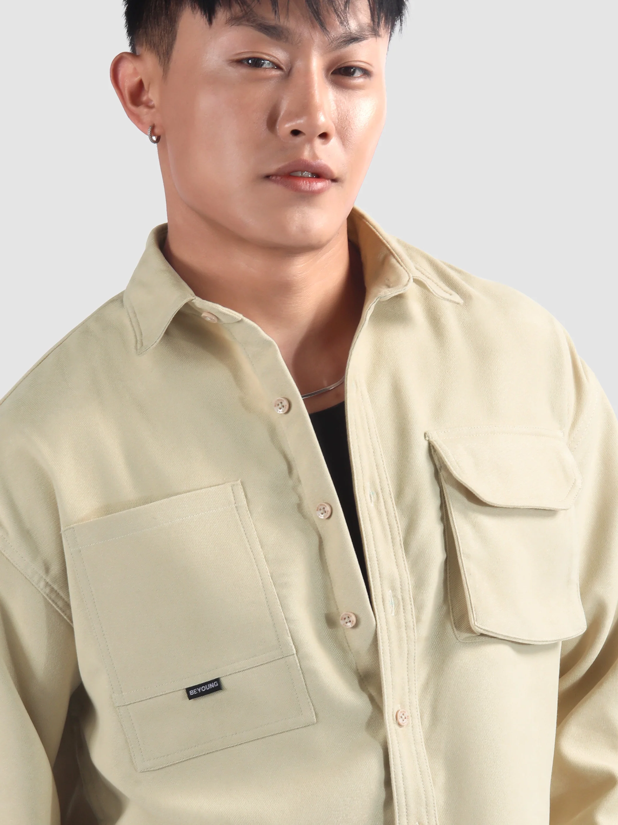 Beige Utility Shirt - Image 4