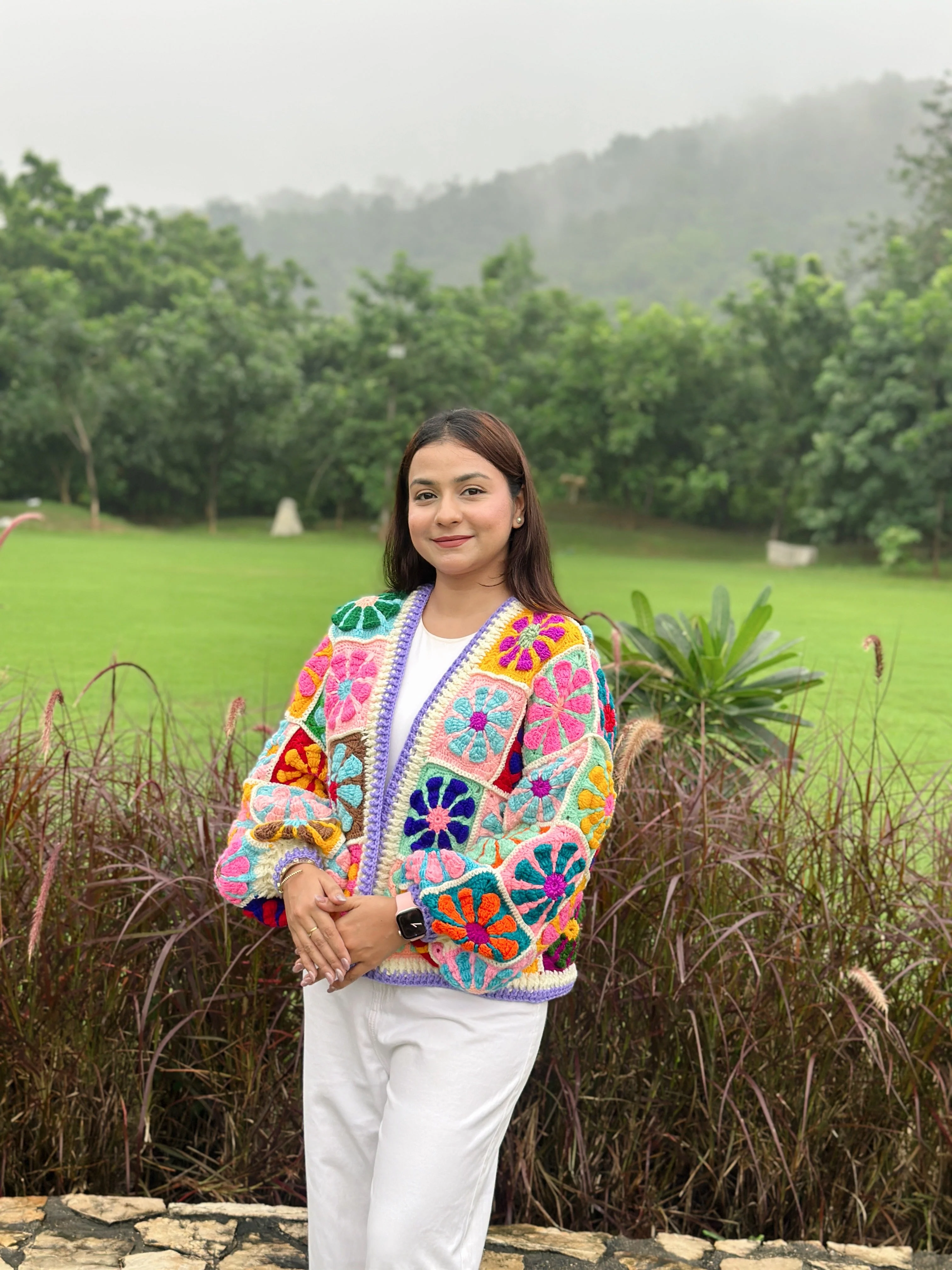Berry MultiPatch Handmade Cardigan - Image 5