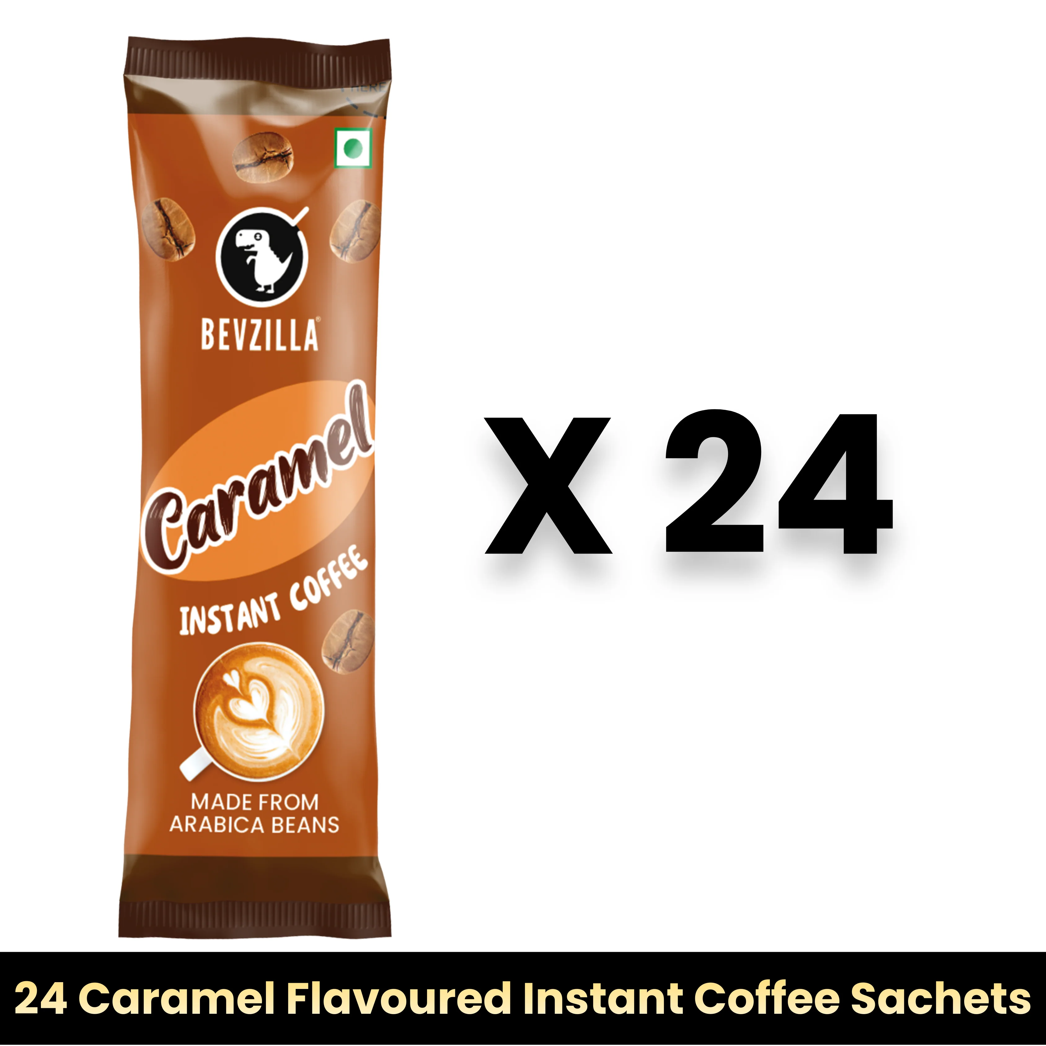 Bevzilla Instant 24 coffee sachets  caramel flavour