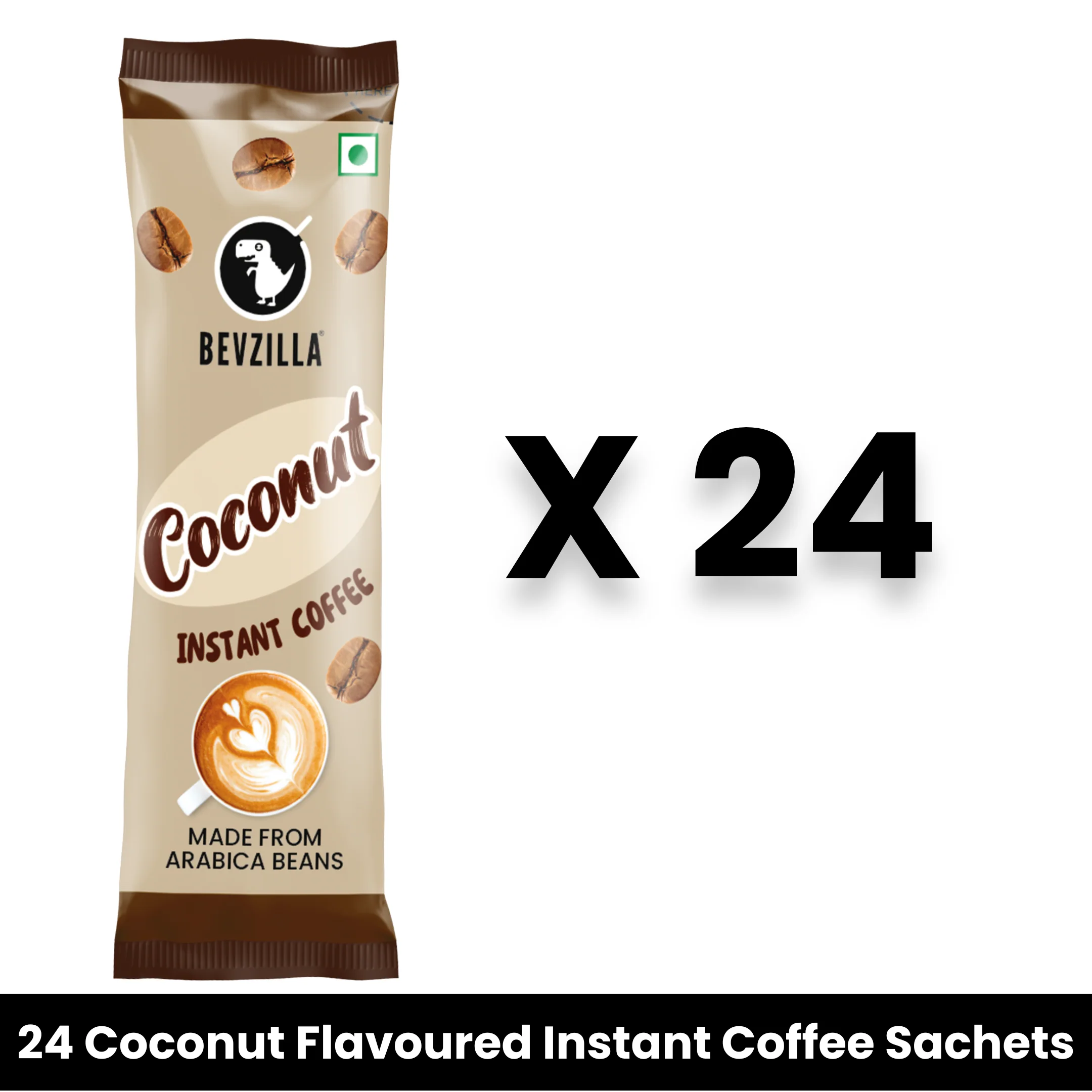 Bevzilla Instant 24 coffee sachets coconut flavour