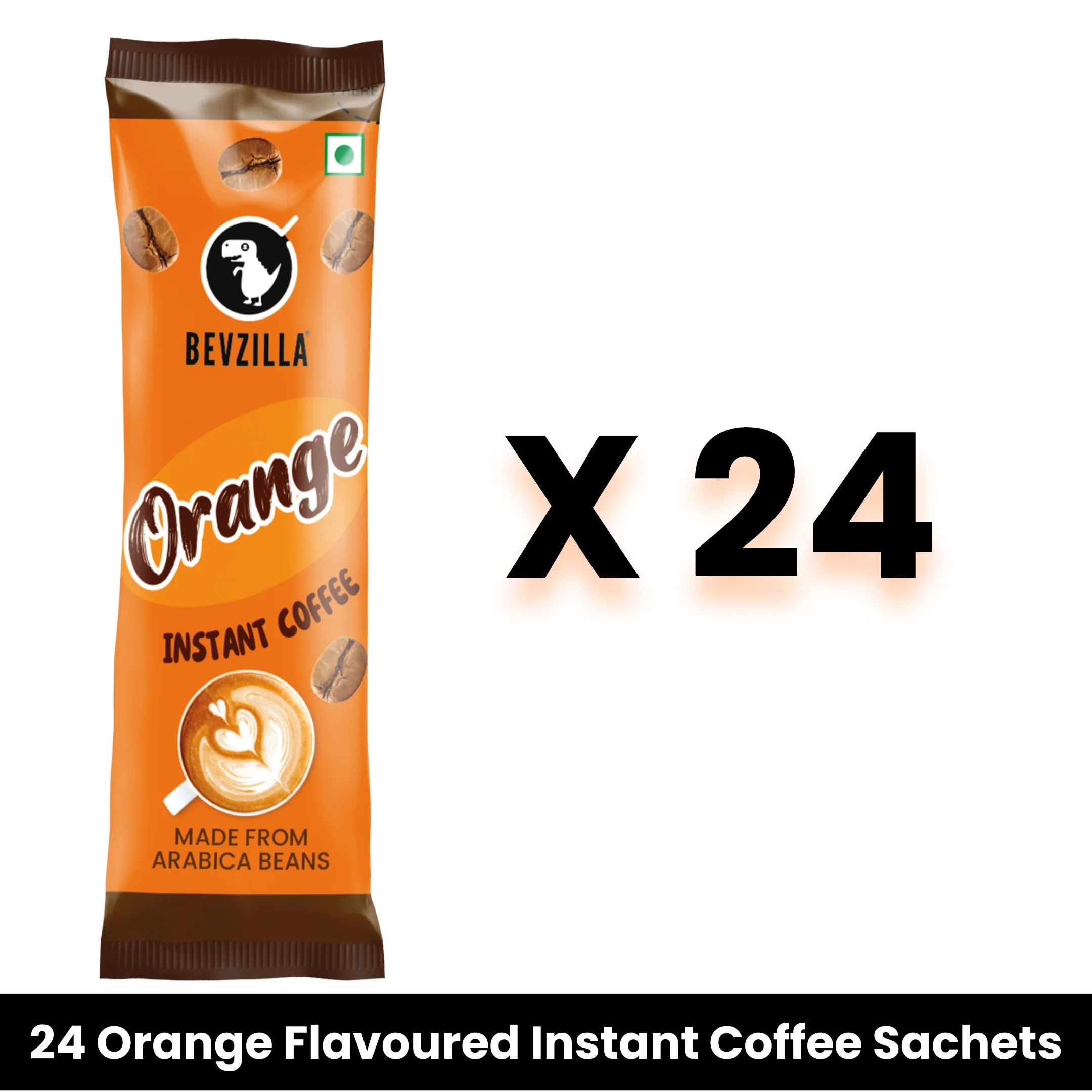 Bevzilla Instant 24 coffee sachets orange flavour