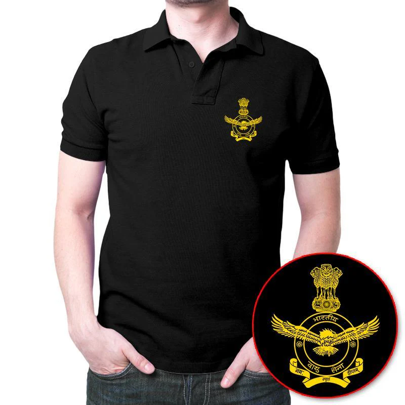 Bhartiya Vayu Sena Polo T-Shirt Black