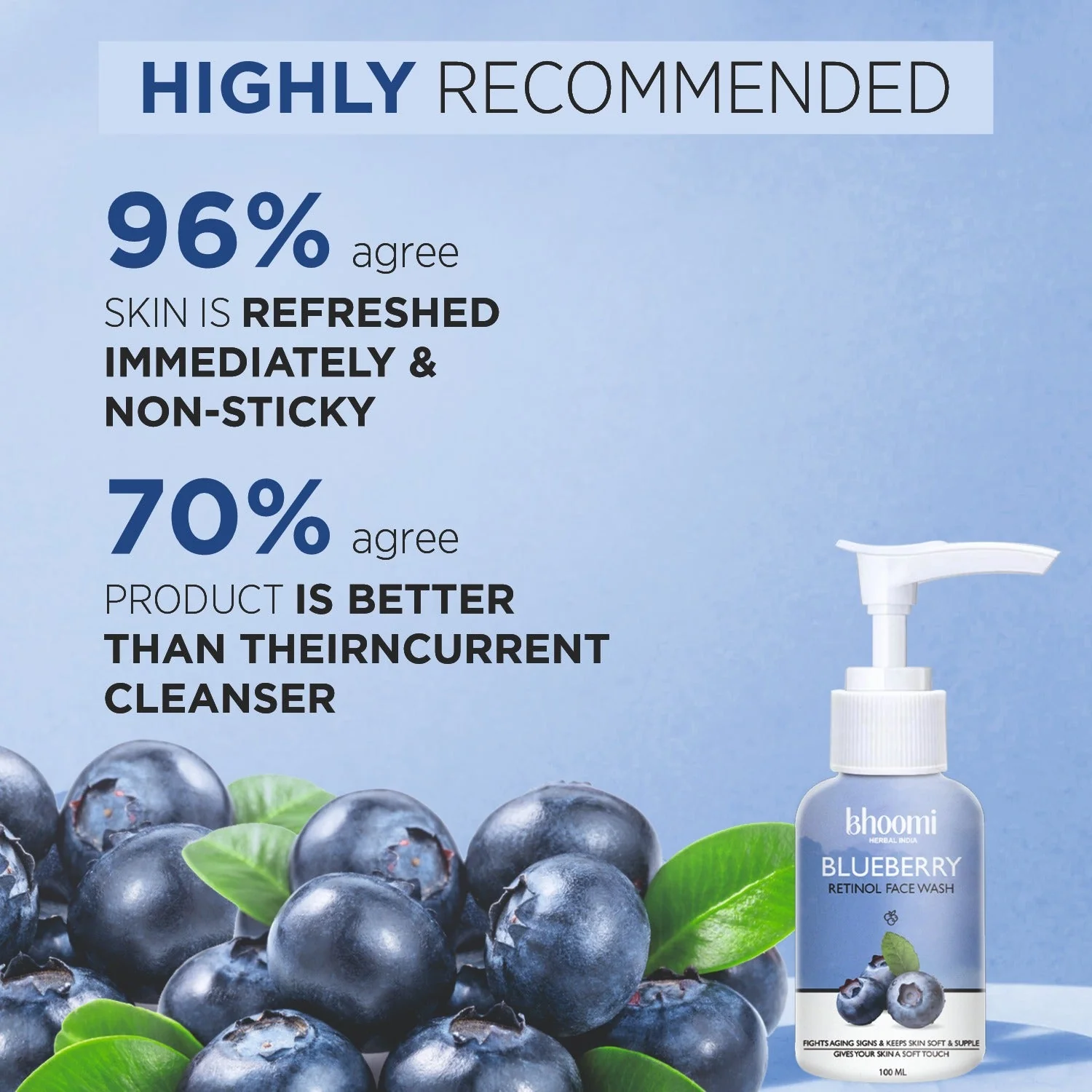 Bhoomi herbal India Blueberry Retinol Face Wash (100 ml) Pack of 2 - Image 7