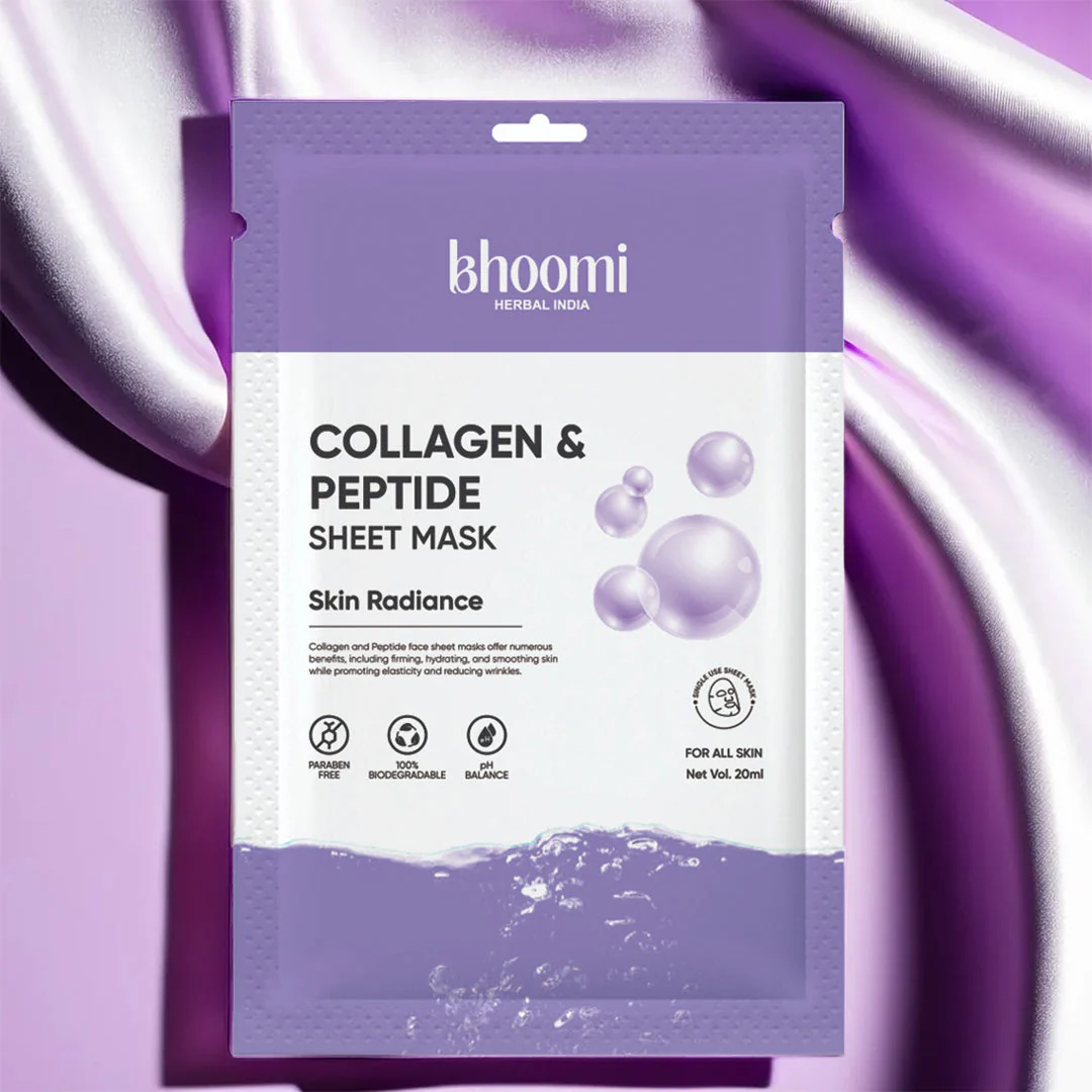 Bhoomi Herbal India Collagen and Peptide Sheet Mask (20 ml)- Pack of 5 - Image 12