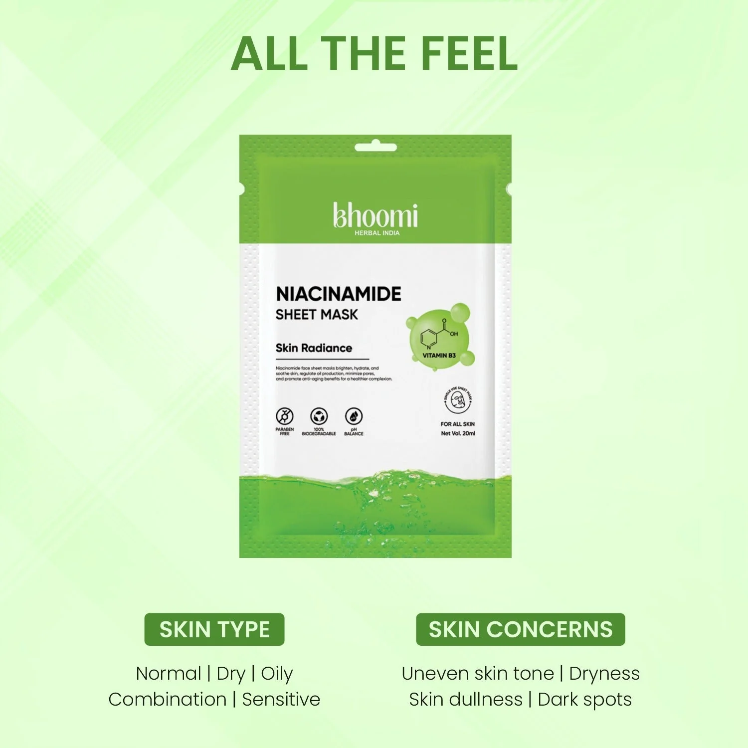 Bhoomi Herbal India Niacinamide Sheet Mask (20 ml)- Pack of 5 - Image 11