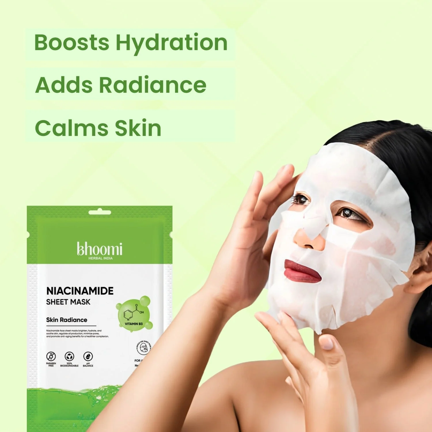Bhoomi Herbal India Niacinamide Sheet Mask (20 ml)- Pack of 5 - Image 7
