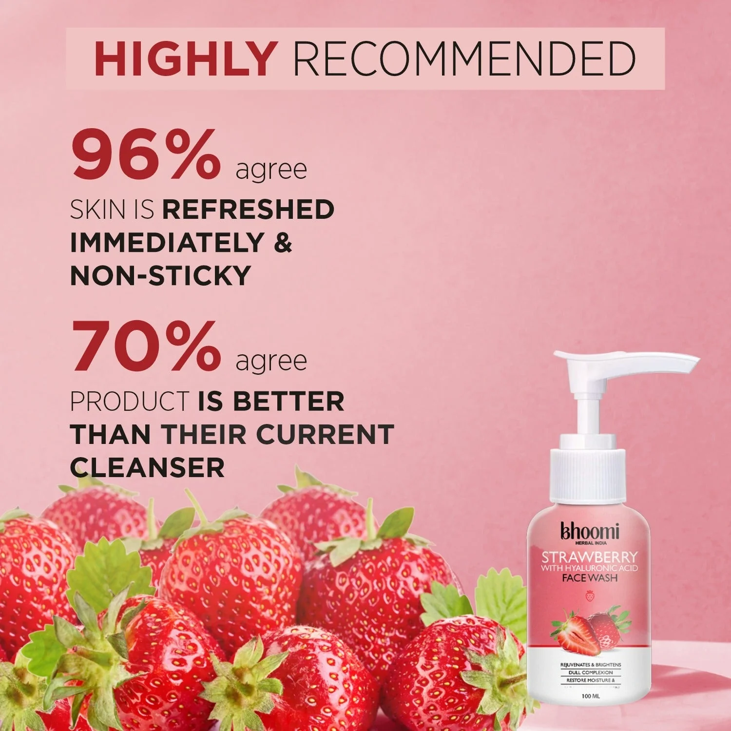 Bhoomi herbal India Strawberry with Hyaluronic acid Face Wash (100 ml)- Pack of 1 - Image 10