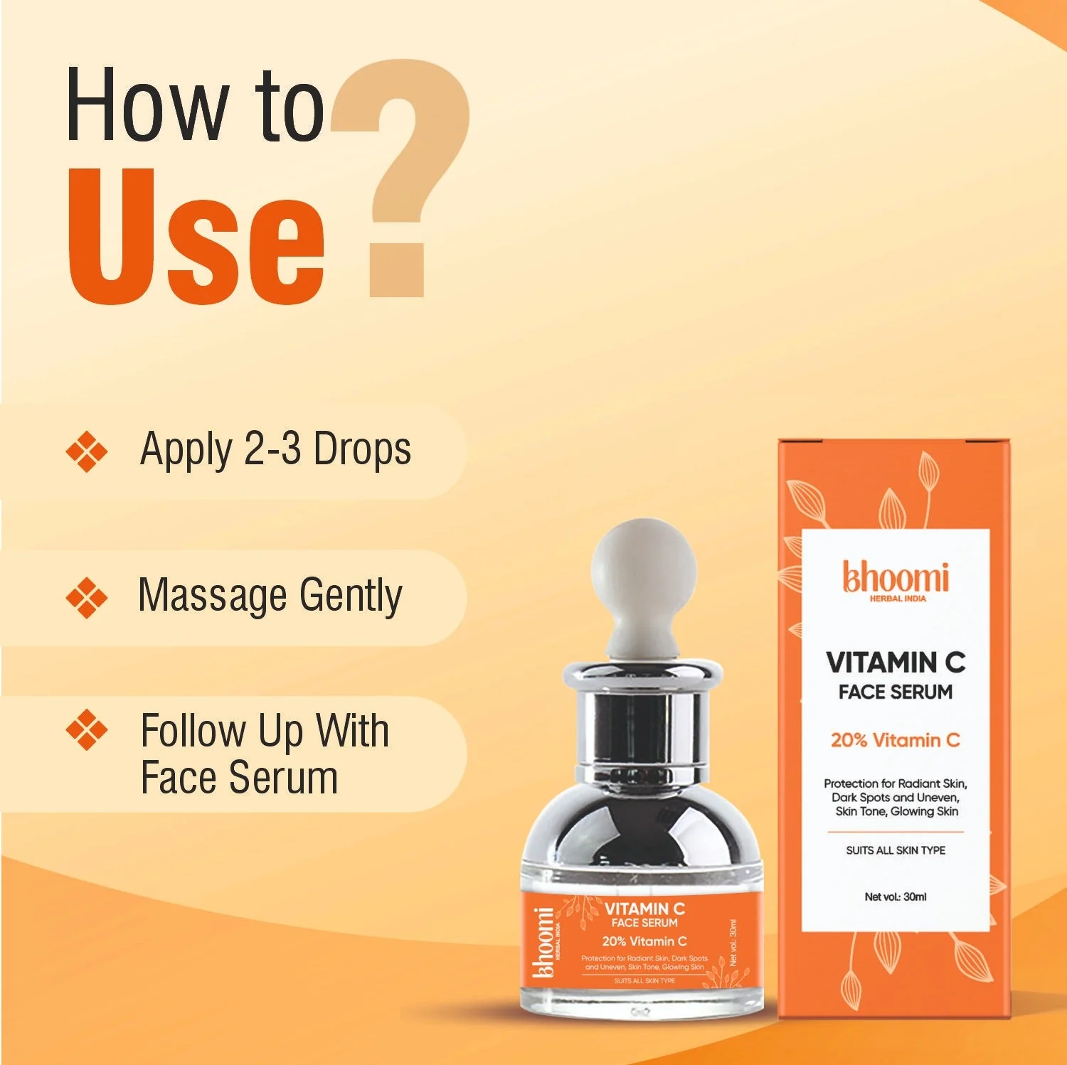 Bhoomi herbal India Vitamin C Face Serum (30 ml): 20% Vitamin C- Pack of 1 - Image 5