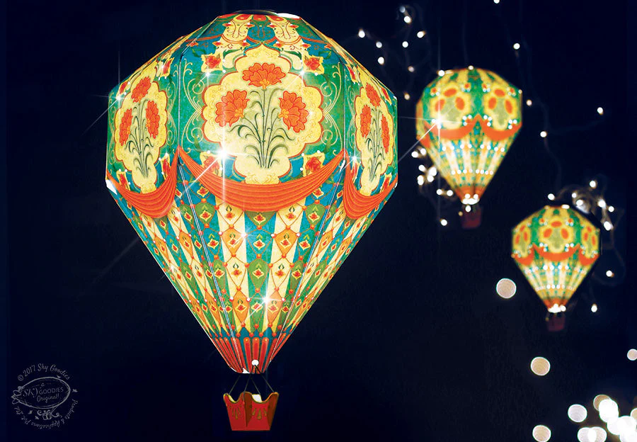 Big Blue Hot Air Balloon DIY Paper Lamp Shade - Image 3