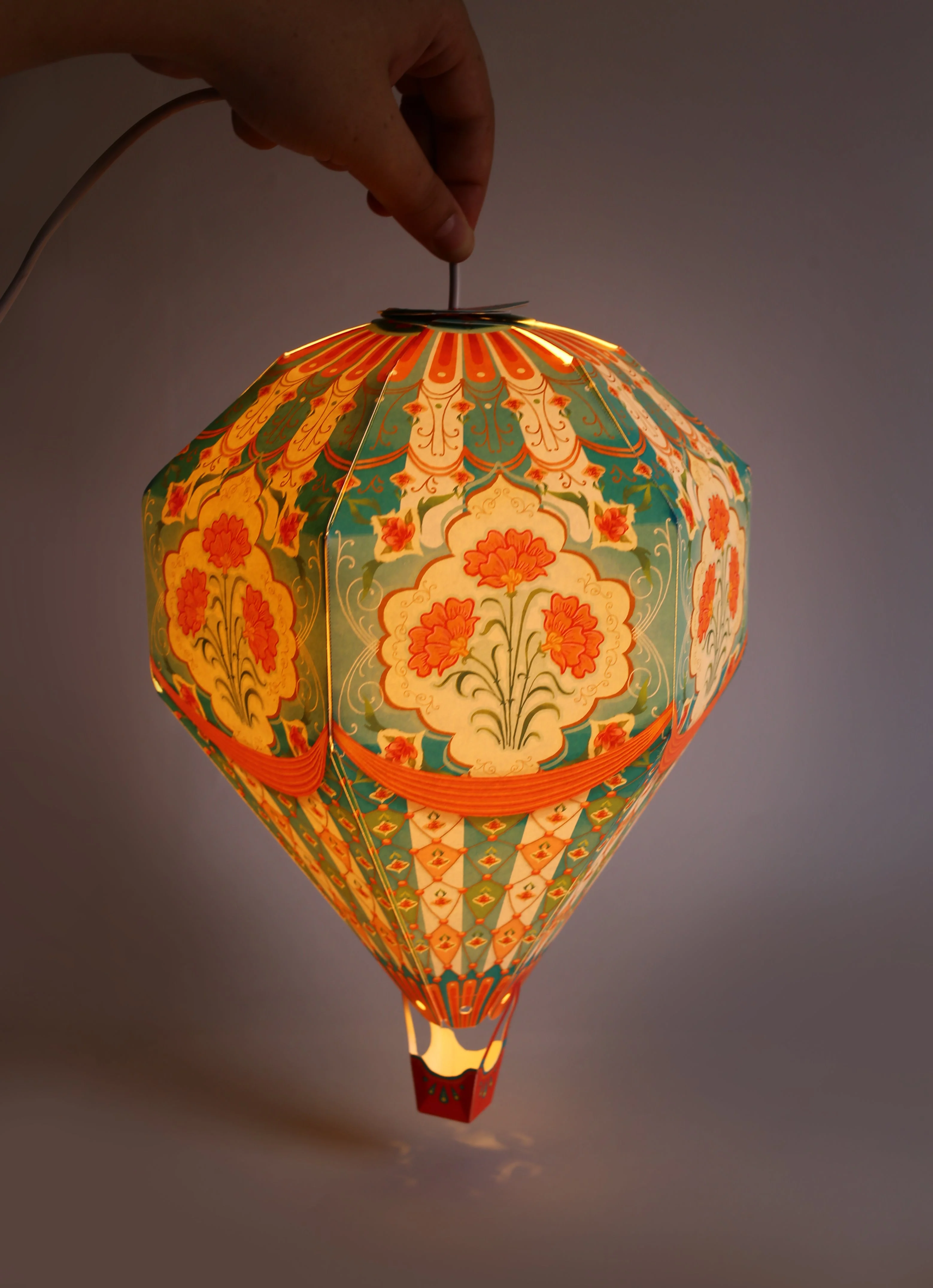 Big Blue Hot Air Balloon DIY Paper Lamp Shade - Image 9