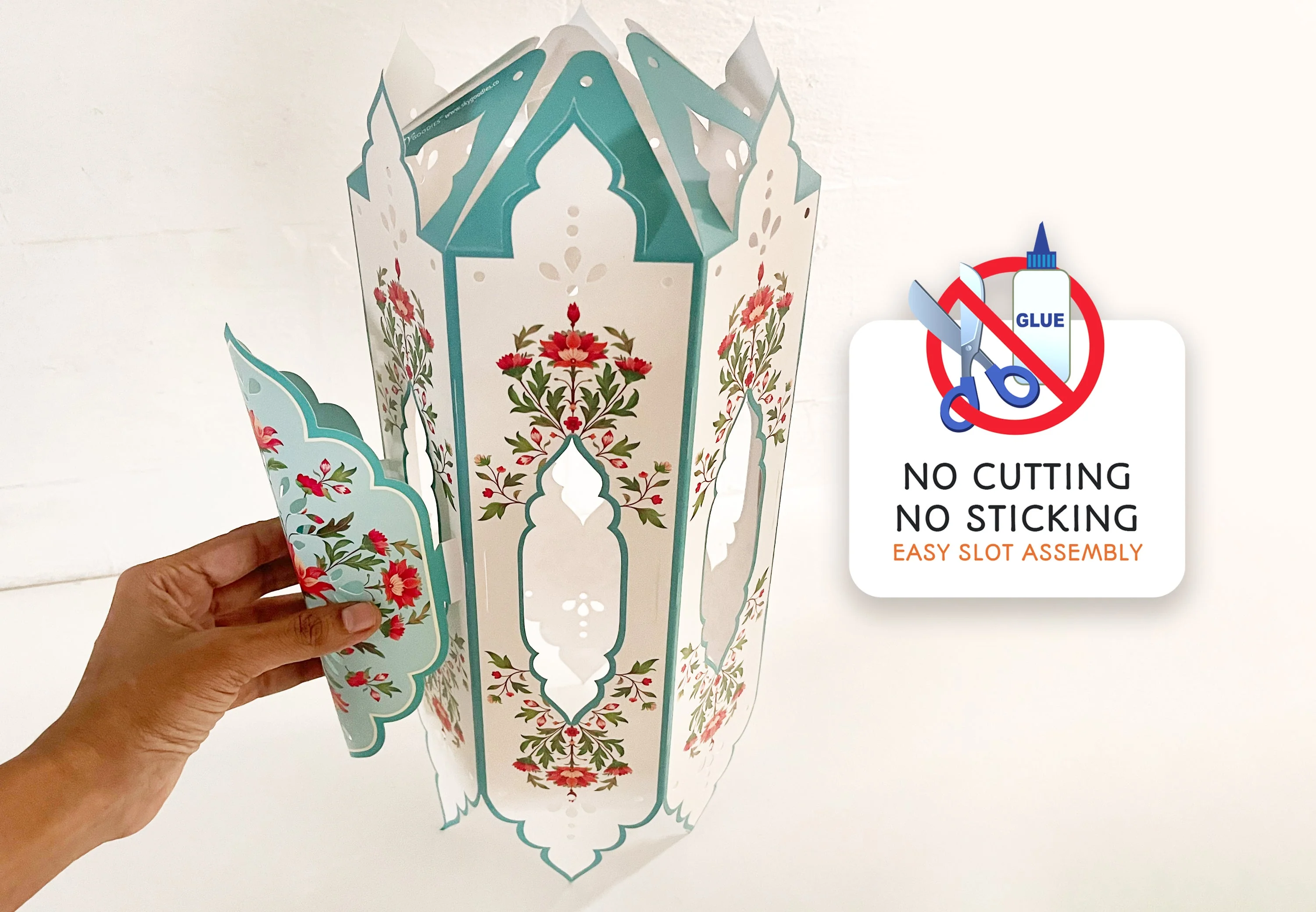 Big Elegant Kandil DIY Paper Lamp Shade BLUE - Image 5