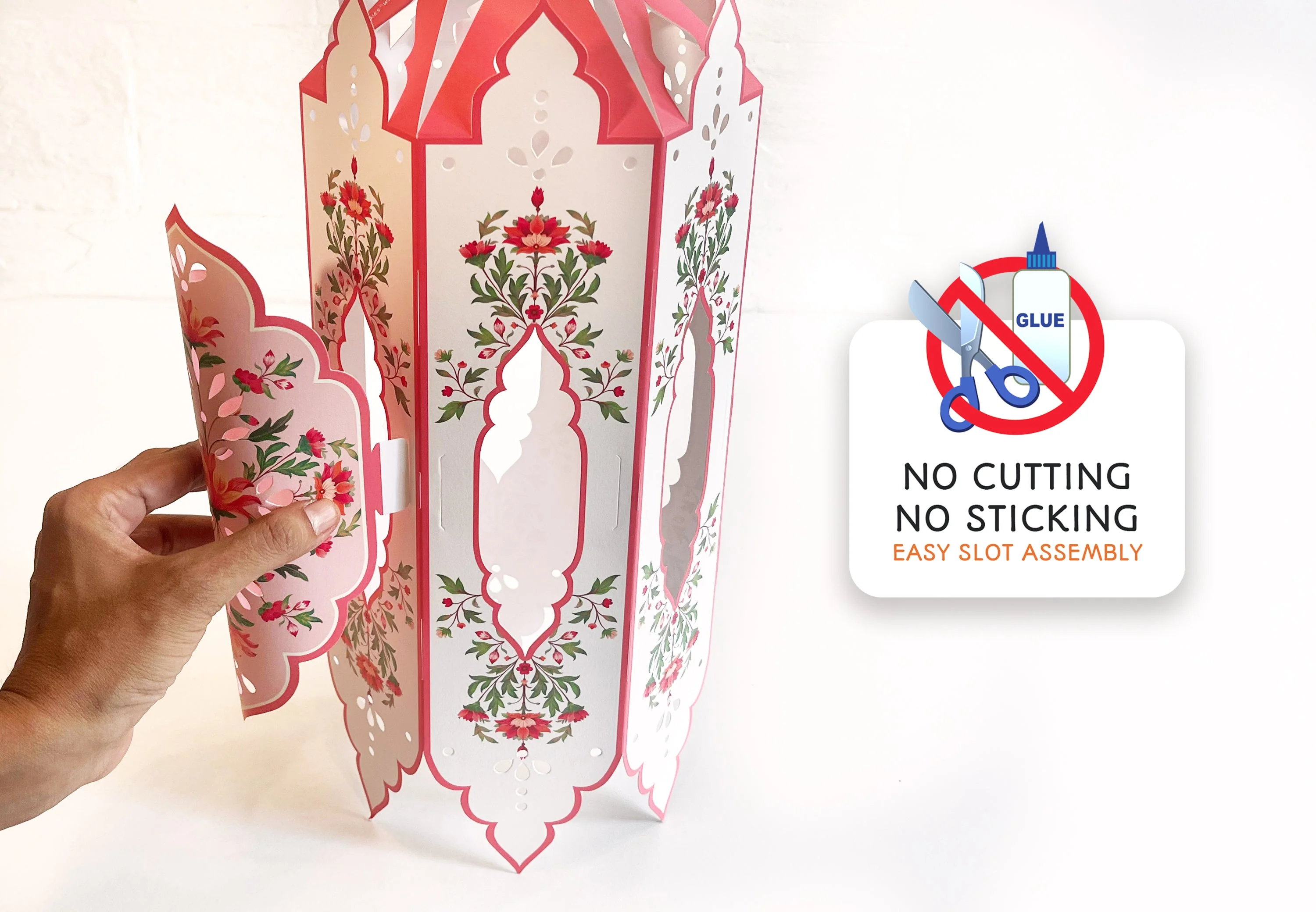 Big Elegant Kandil DIY Paper Lamp Shade PINK - Image 4