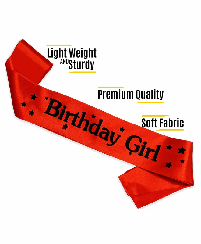 Birthday Girl Printed Sash (Rose-Red) (Pack of 1) - Image 2