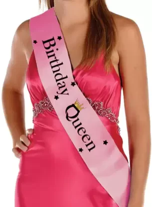 Birthday Queen Printed Sashes (Pink) (Pack of 1) - Image 2