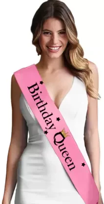 Birthday Queen Printed Sashes (Pink) (Pack of 1) - Image 3