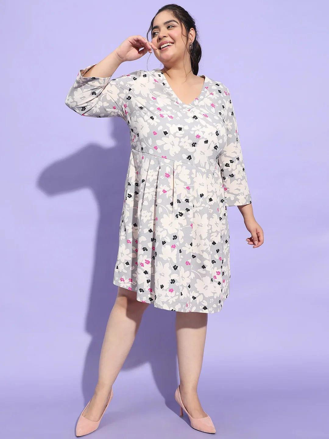 Bizzy Multicolor Long Sleeve Plus Size Curvy Women Dress - Image 2