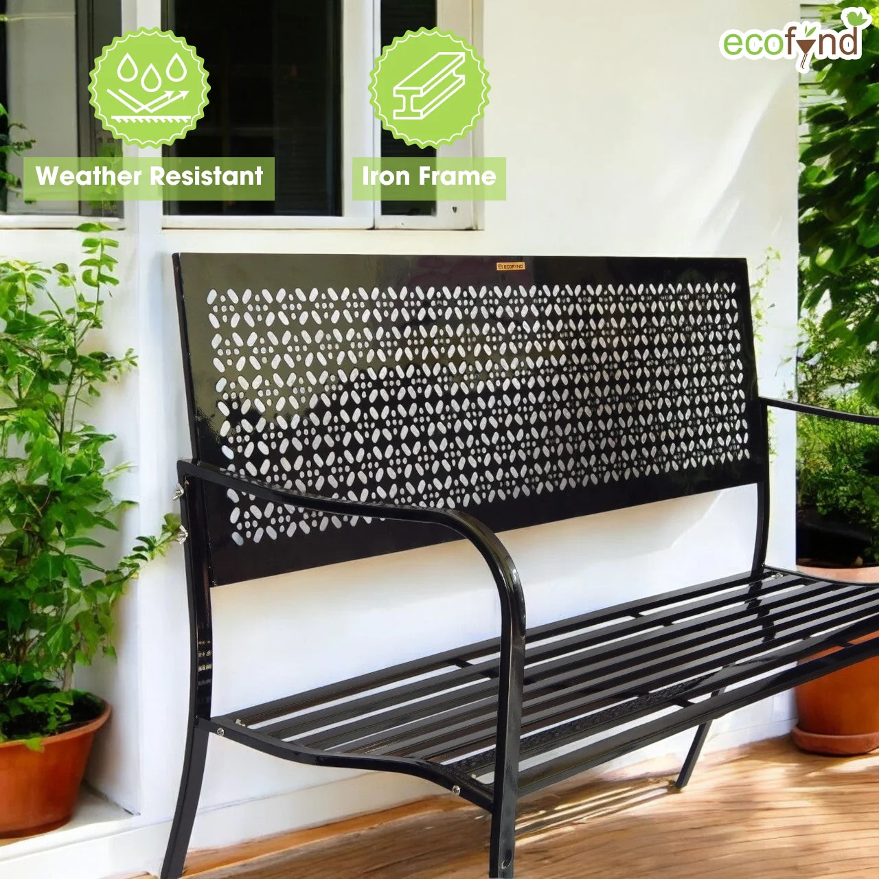 Black 3-Seater Iron Bench – Elegant Outdoor & Indoor Seating - Image 6