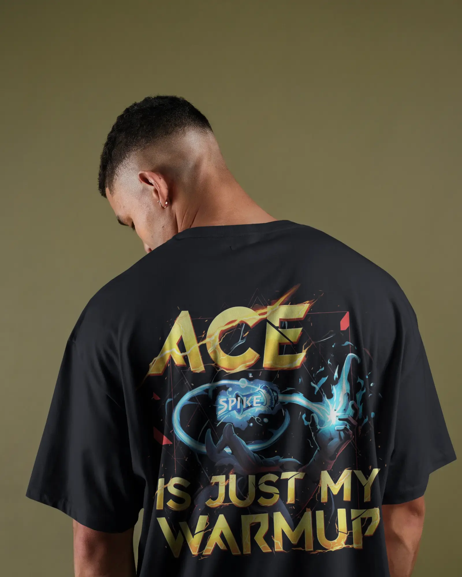Black Ace Warmup Graphic printed Oversized Tshirt