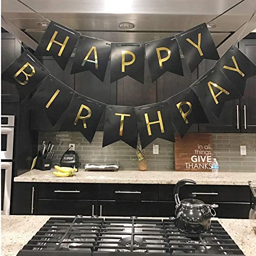 Black And Gold Happy Birthday Banner (3 Meters) - Image 4