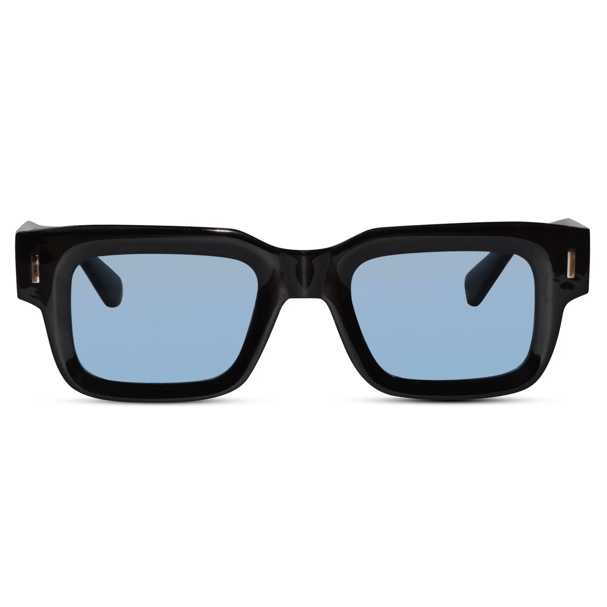 Black Blue Tint Bold Wayfarer Sunglasses - Image 2