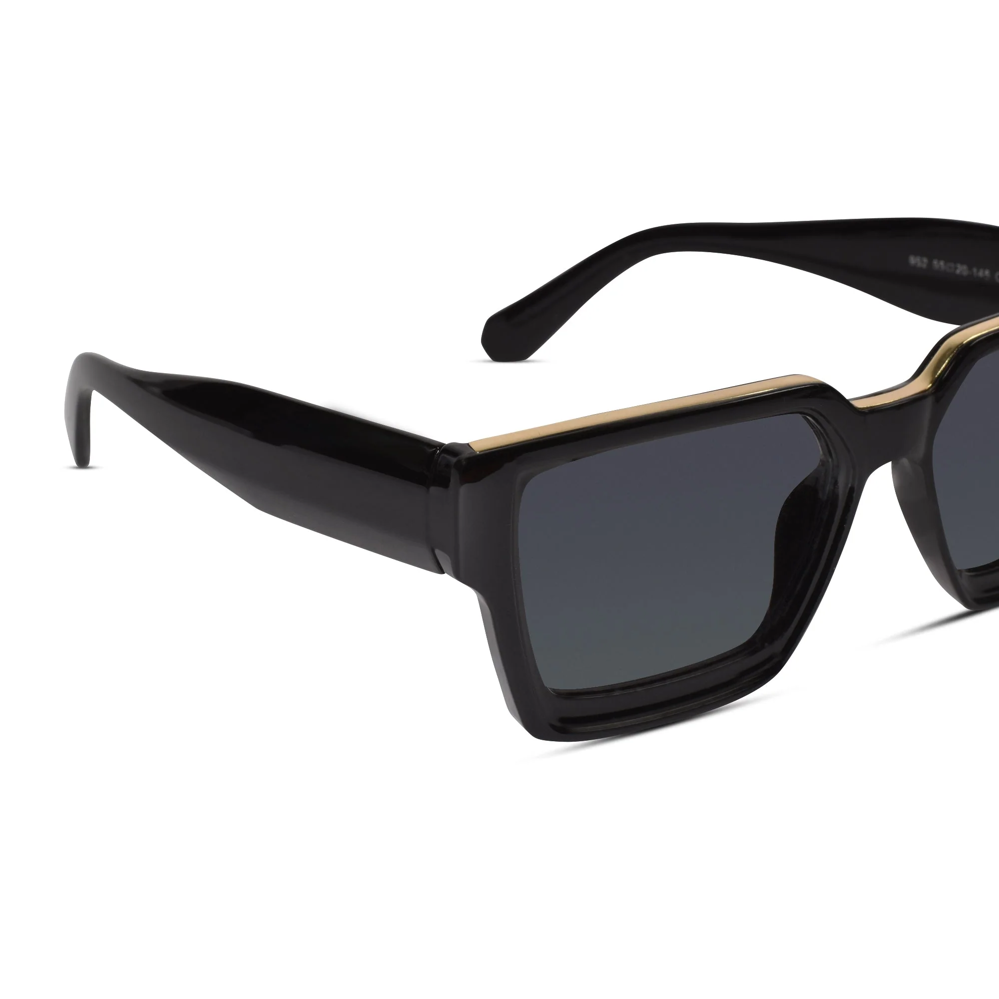 Black Bold Rectangular Sunglasses Men & Women - Image 3