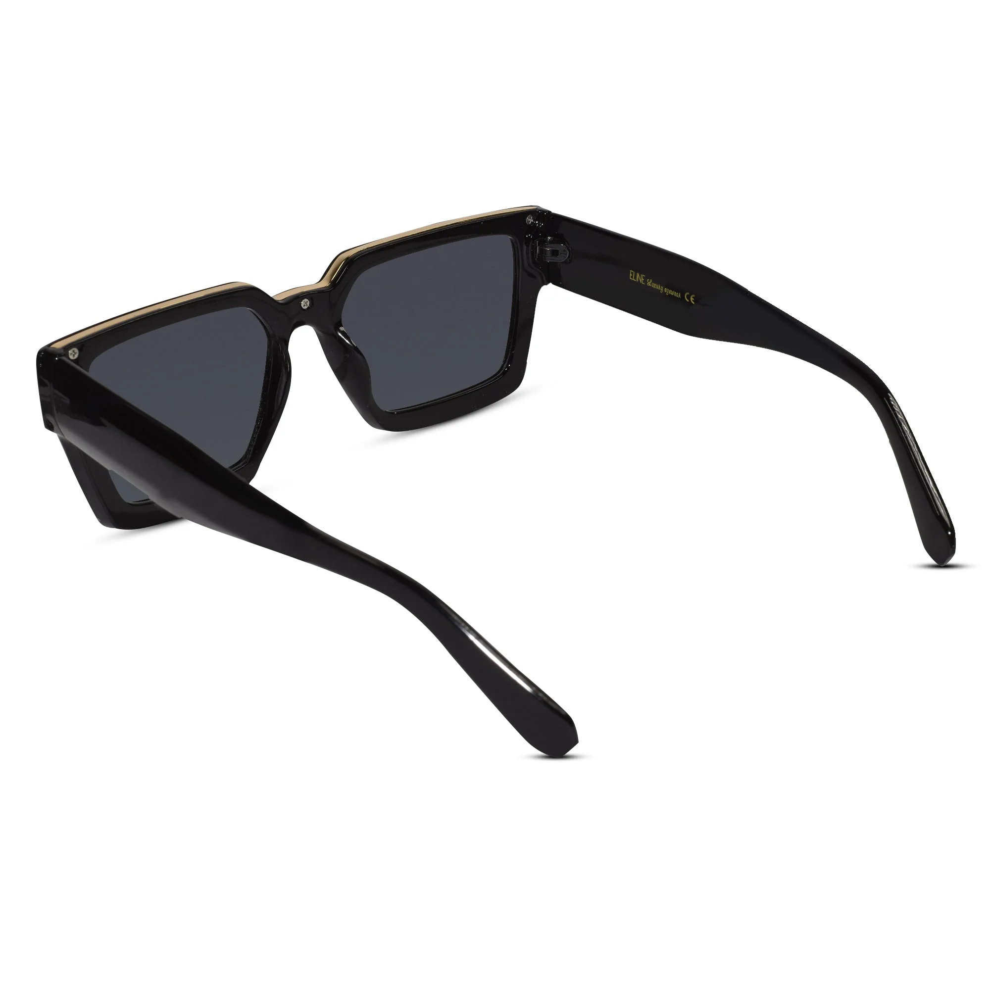 Black Bold Rectangular Sunglasses Men & Women - Image 4