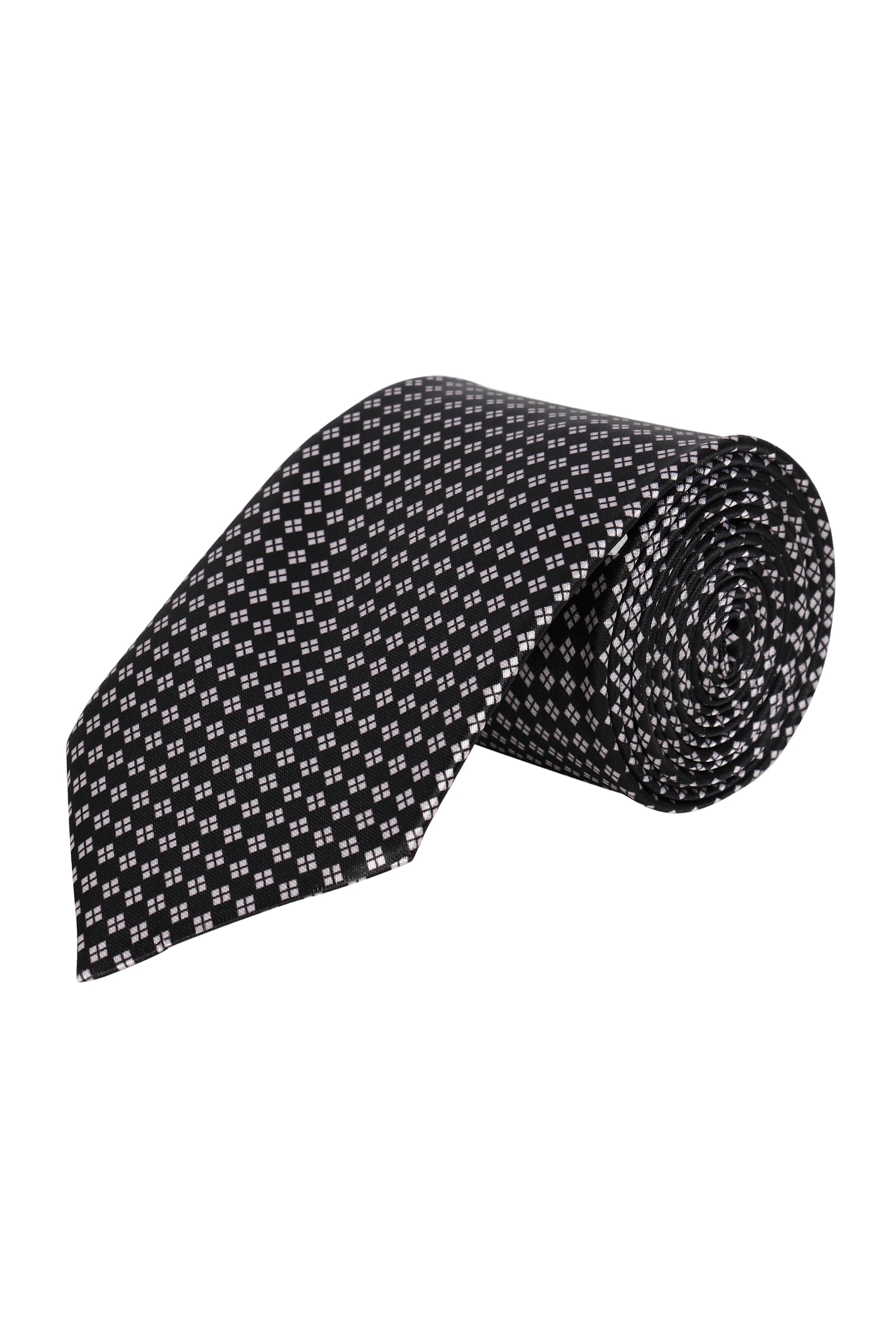 Black Classic Printed Silk Necktie