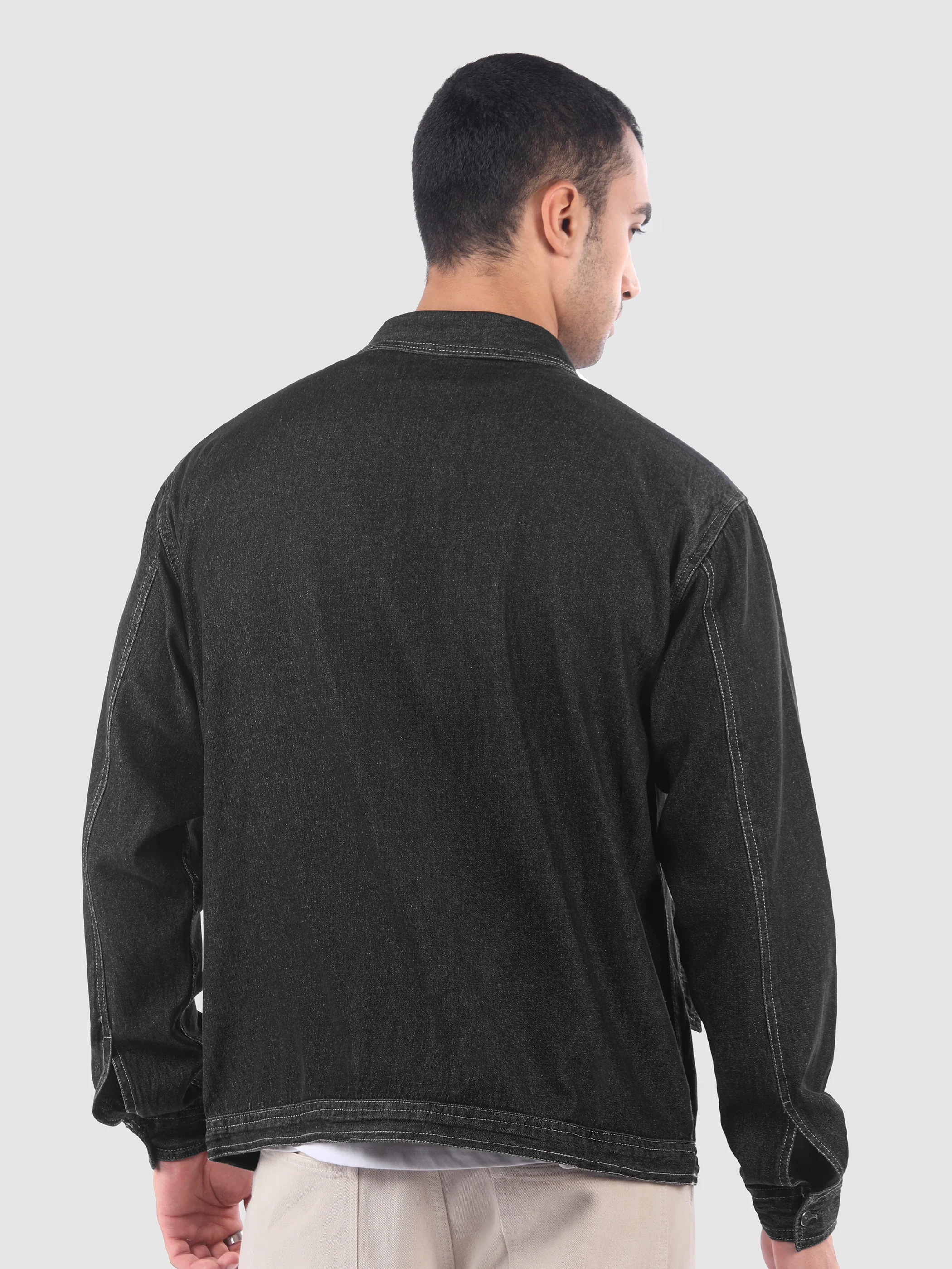 Black Denim Zipper Shacket - Image 3