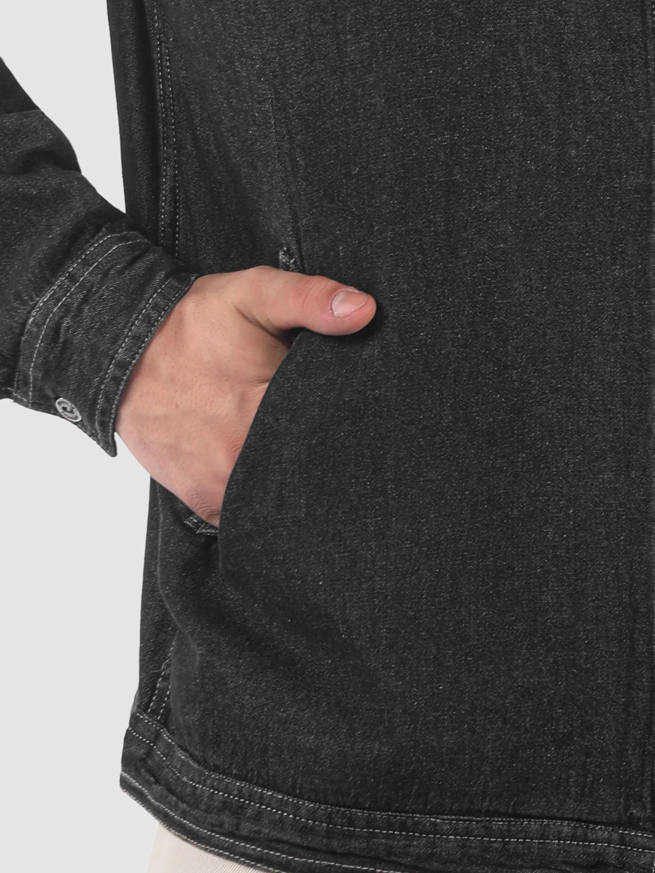 Black Denim Zipper Shacket - Image 6