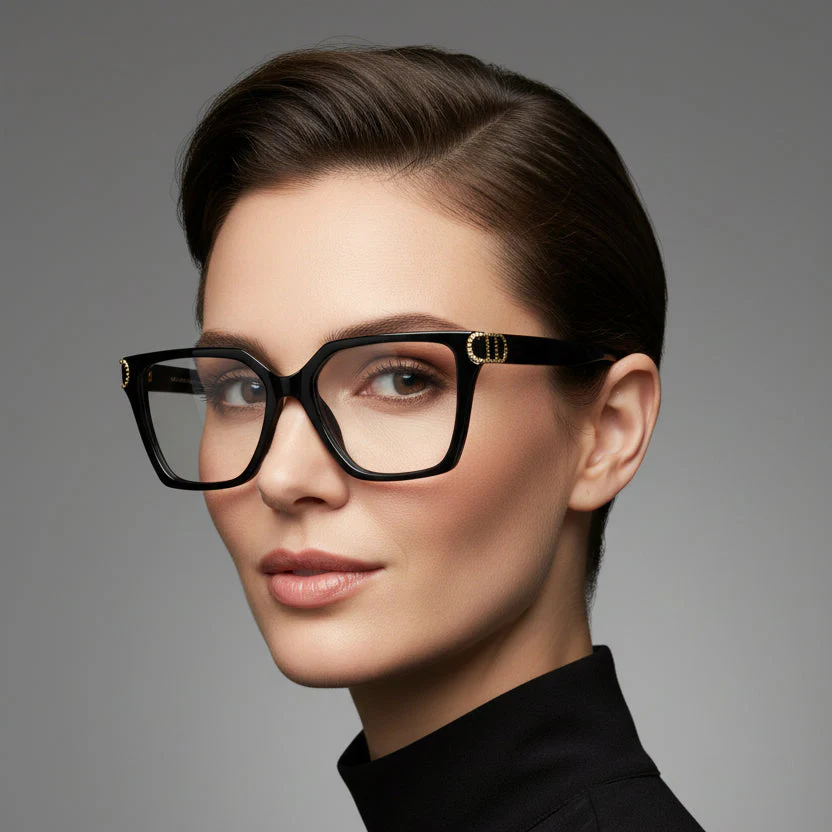 Black Designer Oversize Eyeglasses For Women