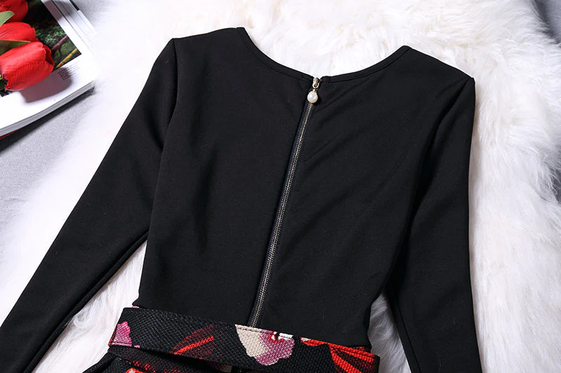 Black Doll Print Dress - Image 3
