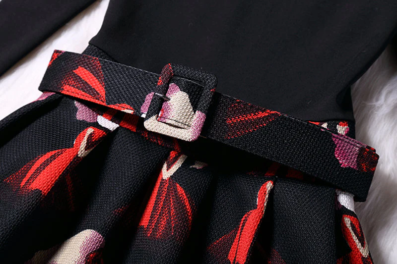 Black Doll Print Dress - Image 5