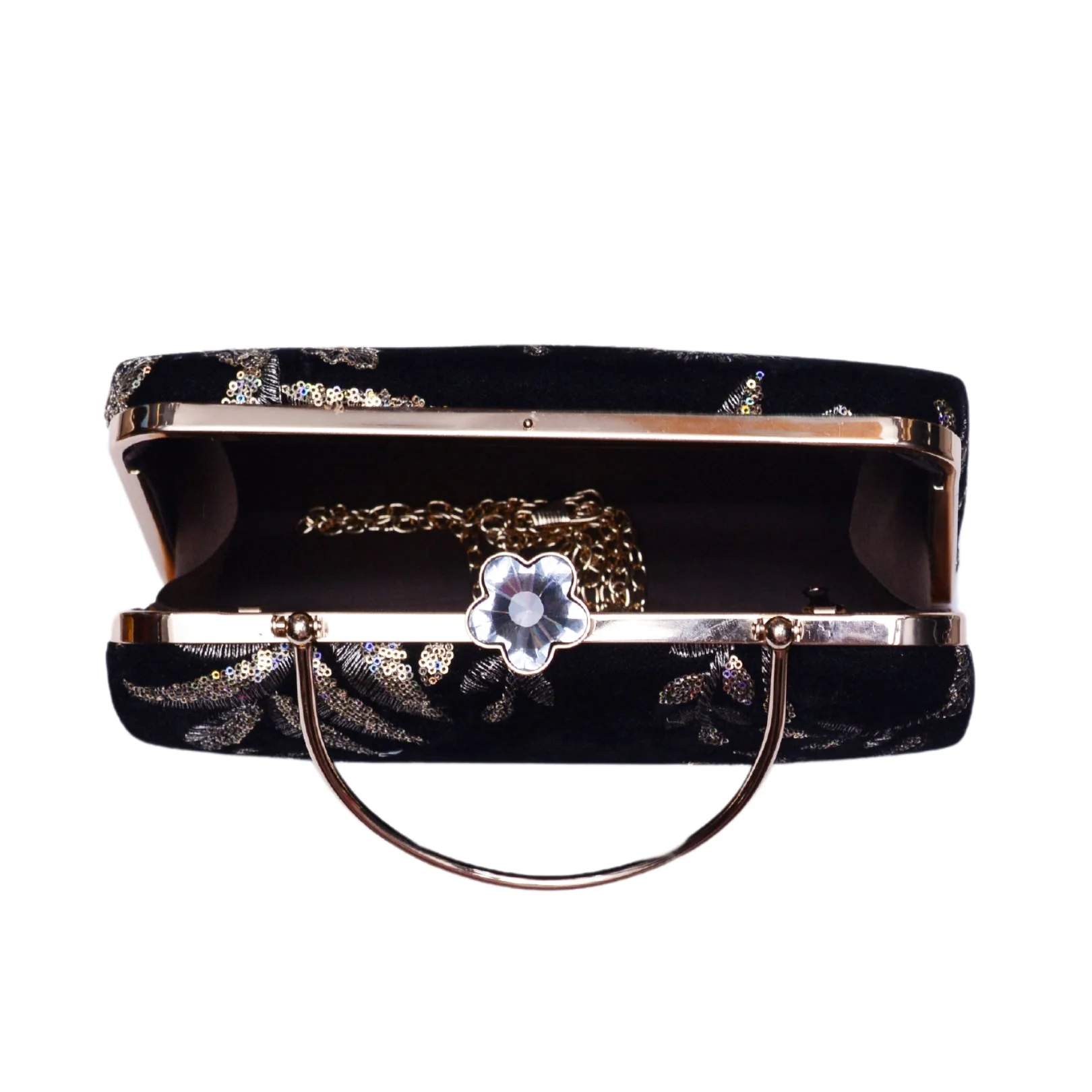 Black Flower Emroidered Clutch - Image 4