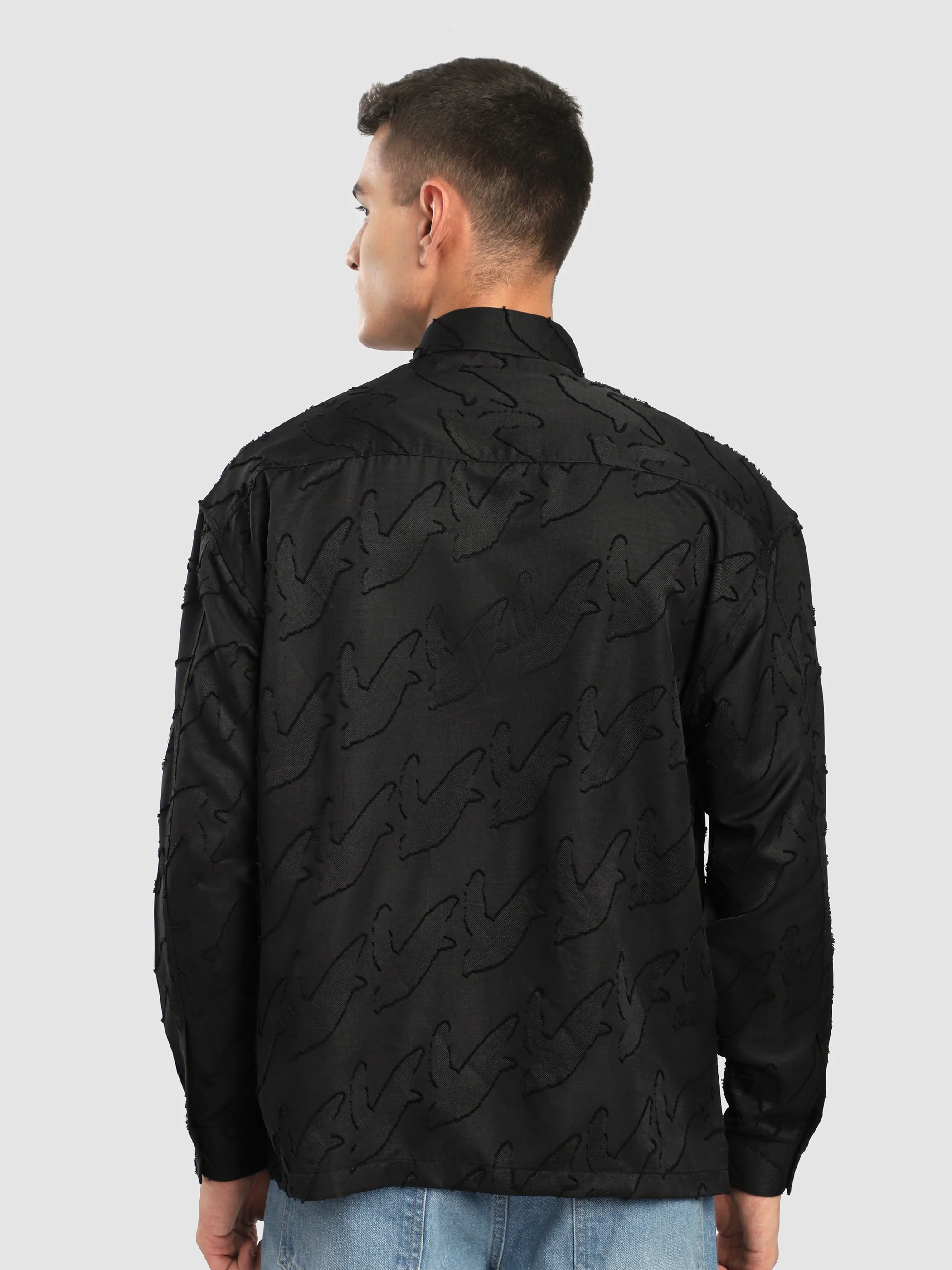 Black Fur Abstract Textured Shirt - Image 3