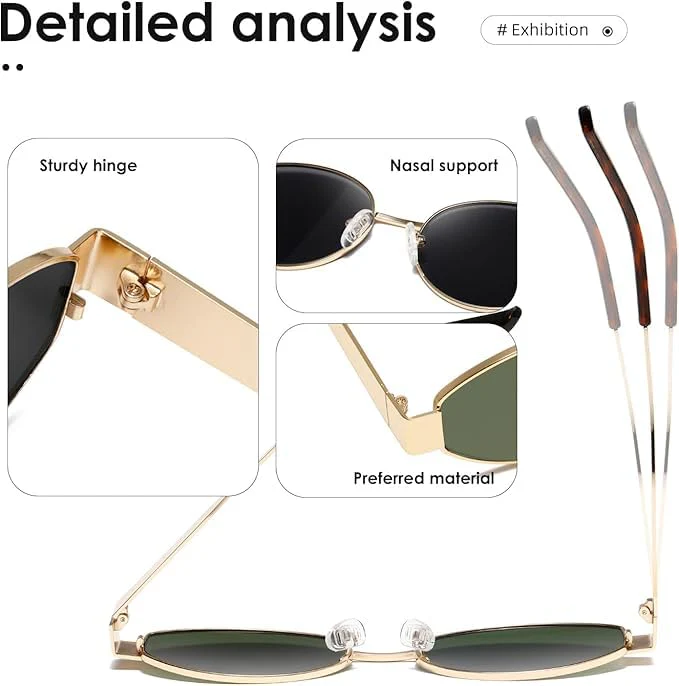 Black Gold Oval Sunglasses For Women & Men - Image 4