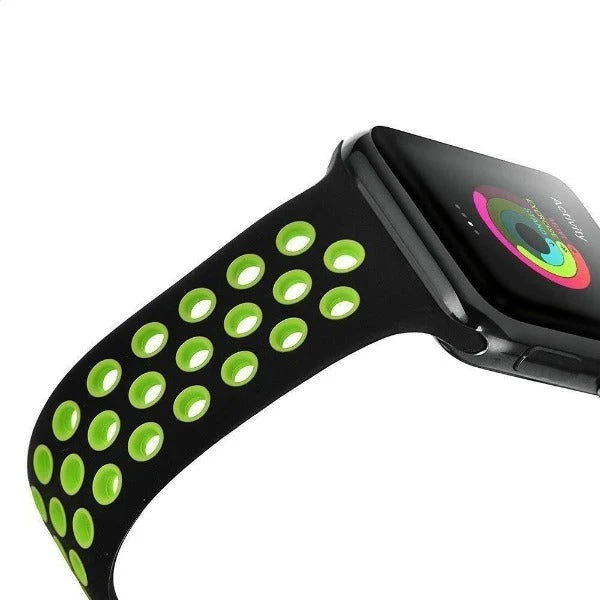 Black Green Dotted Silicone Strap For Apple Watch Series 1  (38mm/40mm/41mm) - Image 4