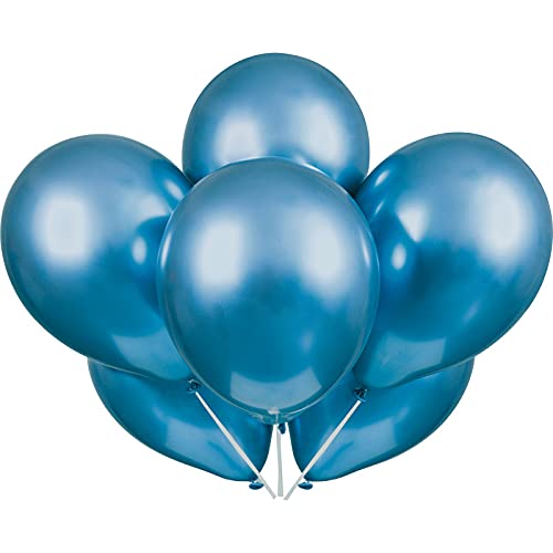 Black Happy Birthday Banner And Blue Metallic Balloons (Pack of 30) - Image 2