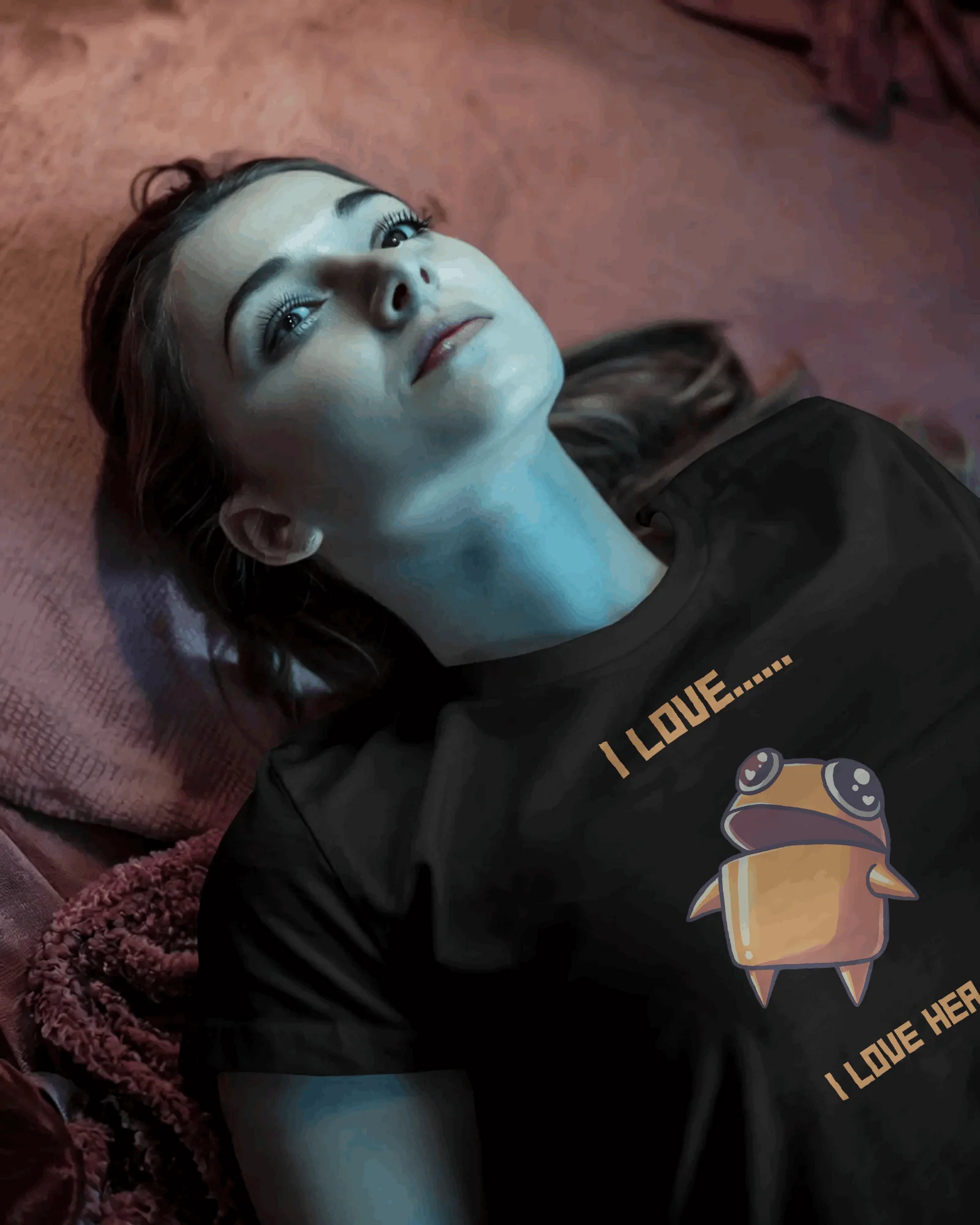 Black I love her Graphic printed Oversized Tshirt - Image 2
