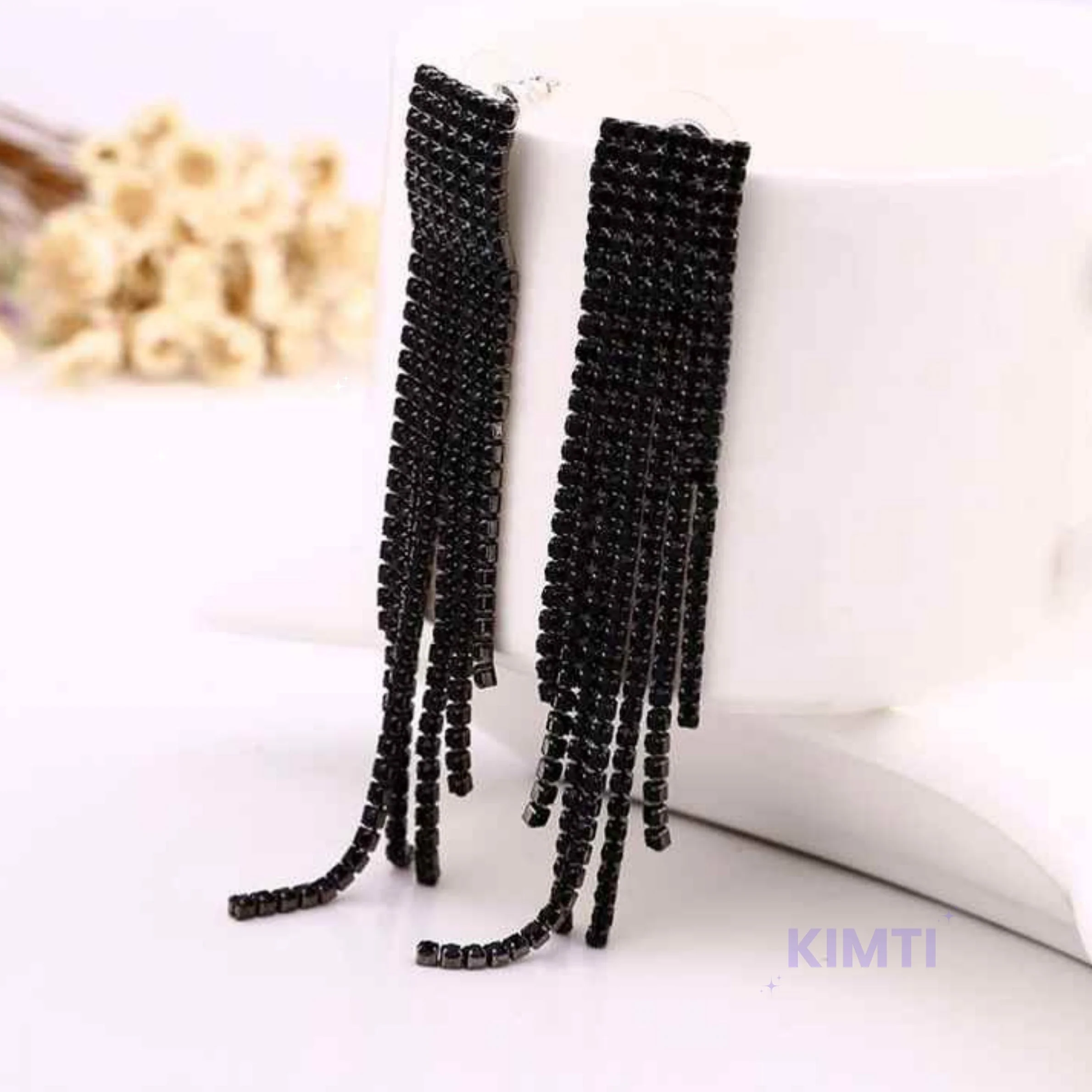 Black Long Dangler Earring - Image 6