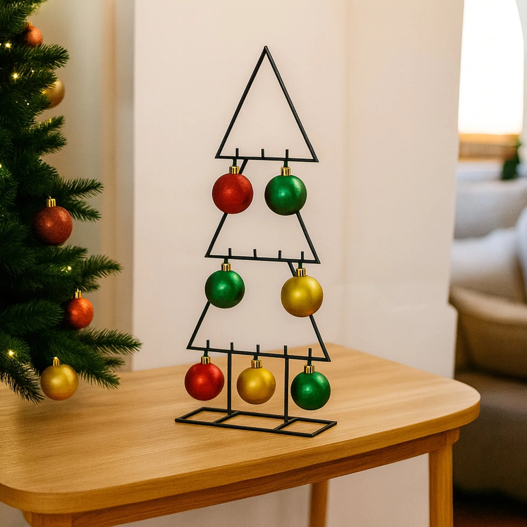 Black Metal Christmas Tree Organizer Stand – Multi-Tier Display (23.6 Inch)