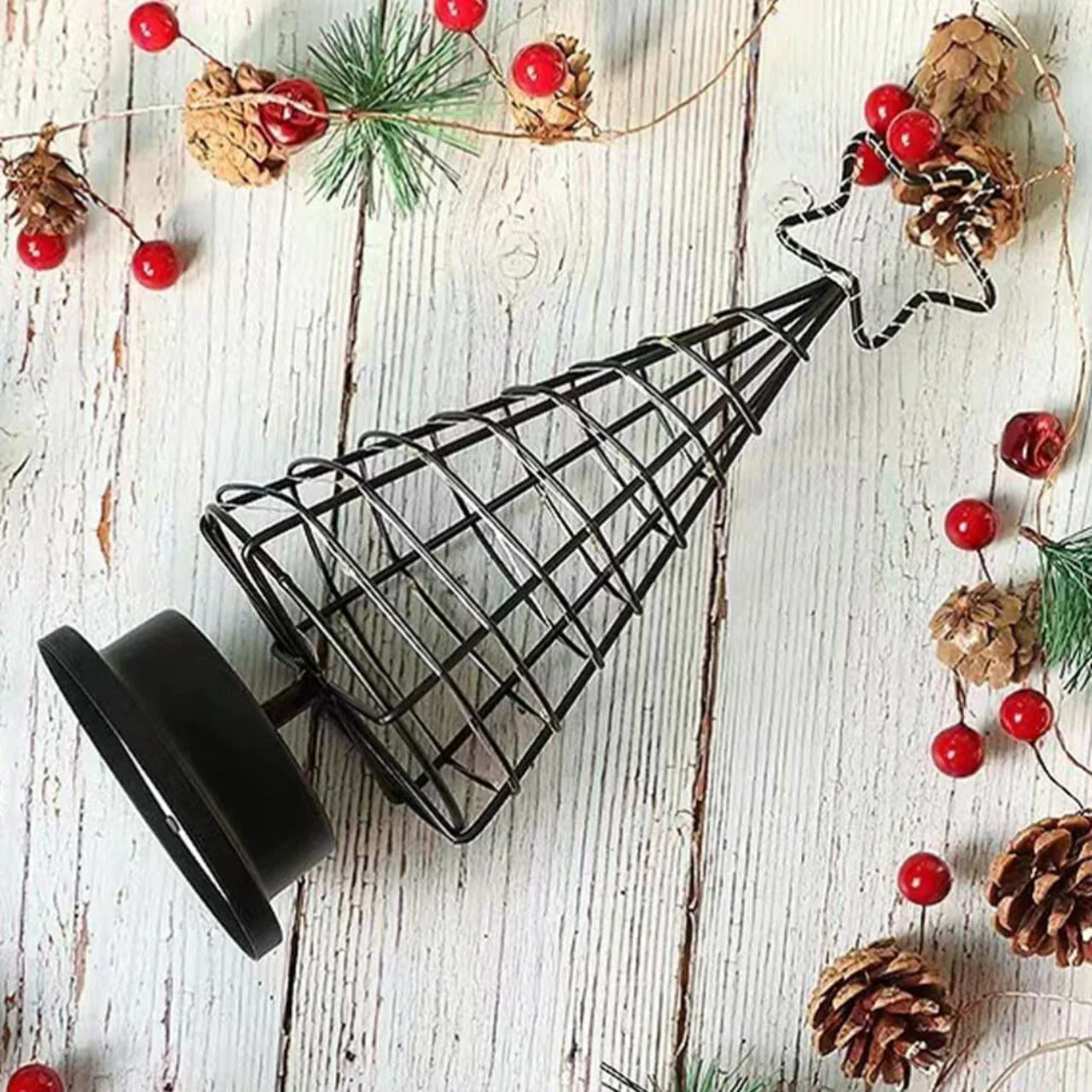 Black Metal Decorative Christmas Tree – Tabletop Ornament Display - Image 6