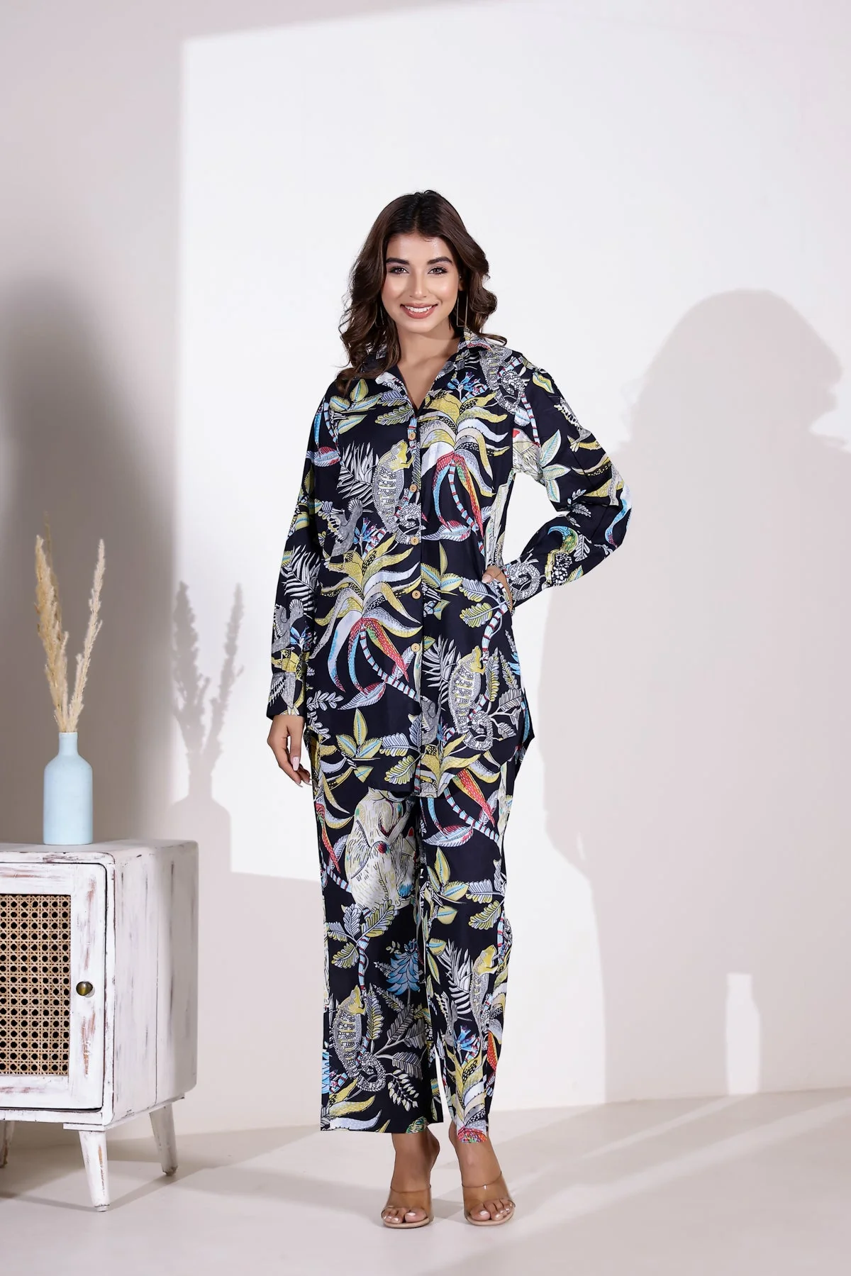 Black Petunia Cotton Coord Set - Image 2